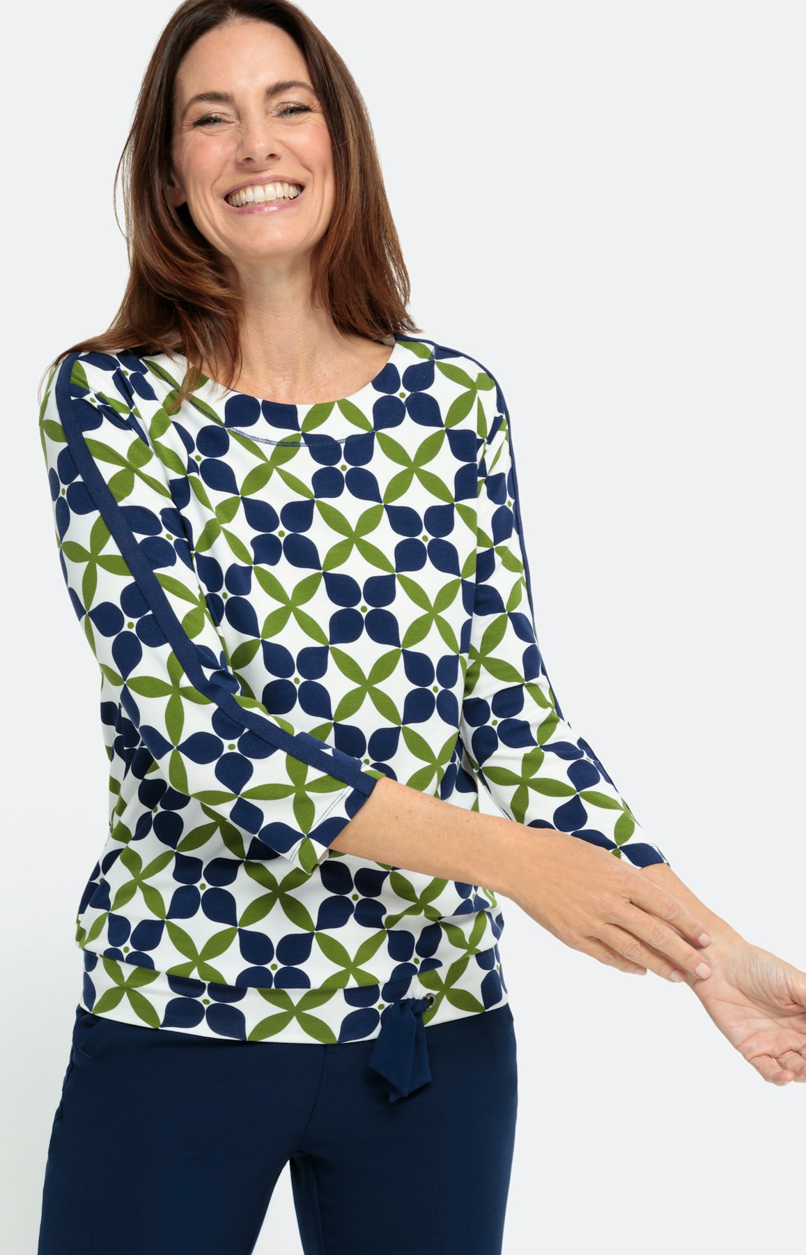 3/4-Arm Shirt mit abstraktem Muster