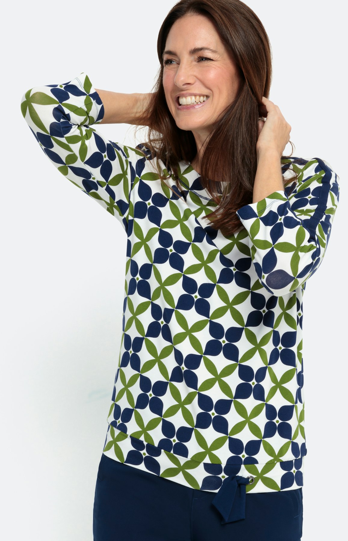 3/4-Arm Shirt mit abstraktem Muster