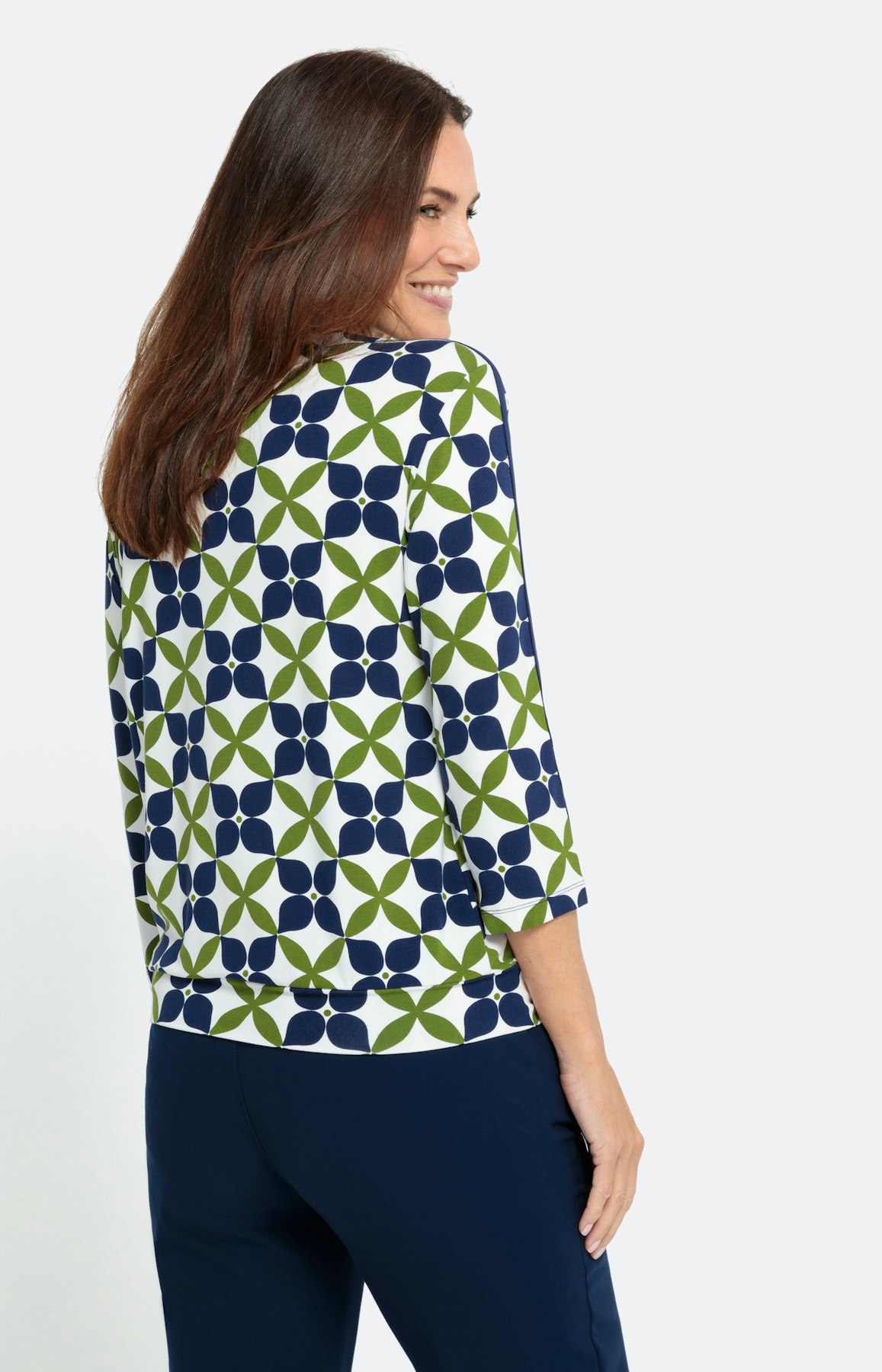 3/4-Arm Shirt mit abstraktem Muster