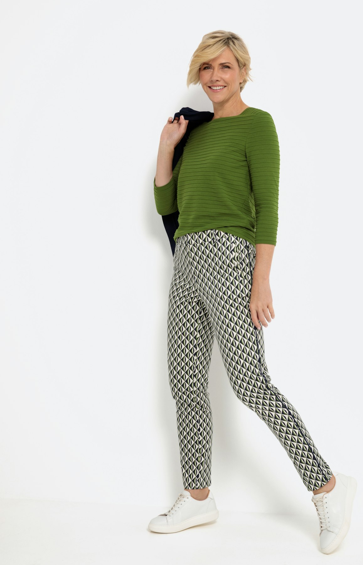 Shirt met carréhals en 3/4-mouwen