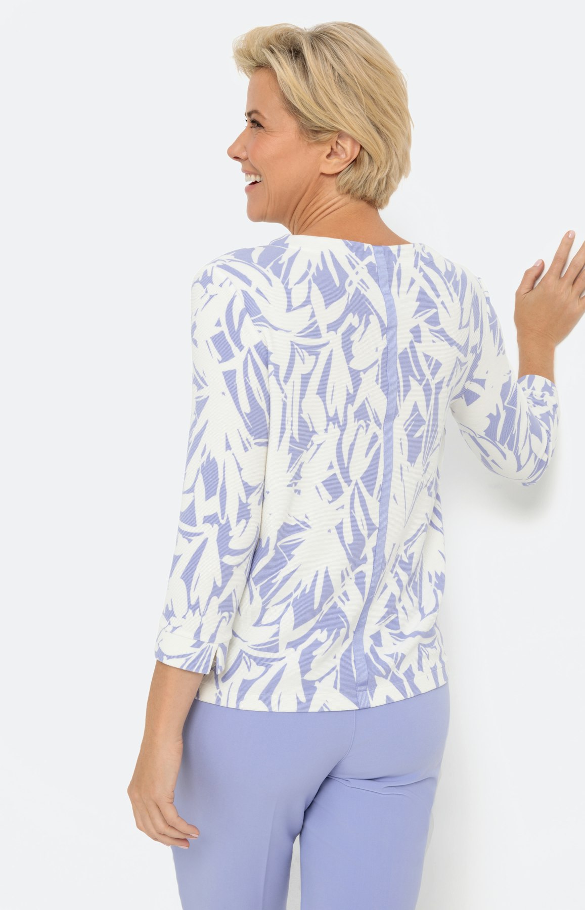 Geribbeld sweatshirt met 3/4-mouwen