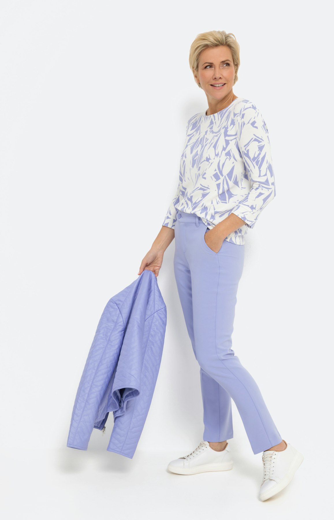 Geribbeld sweatshirt met 3/4-mouwen