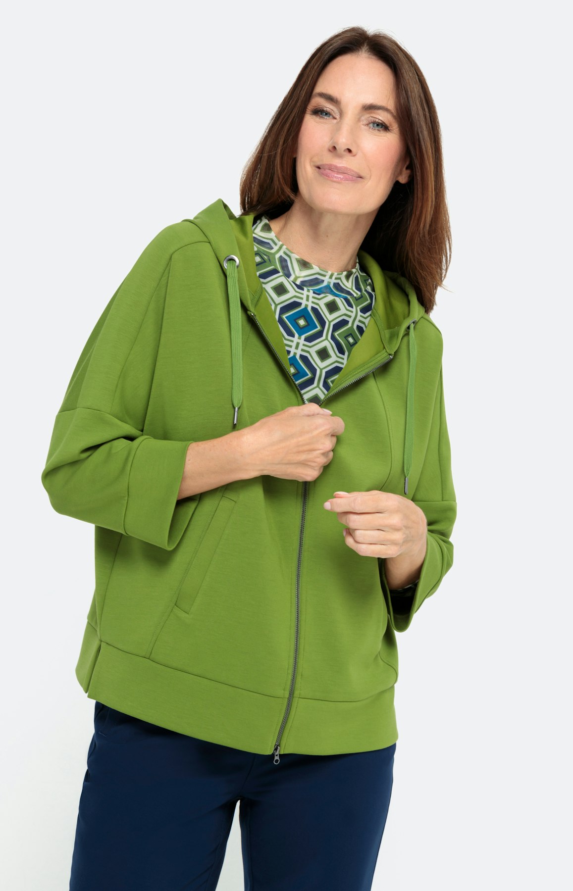 Legere Sweatjacke mit 3/4-Ärmel