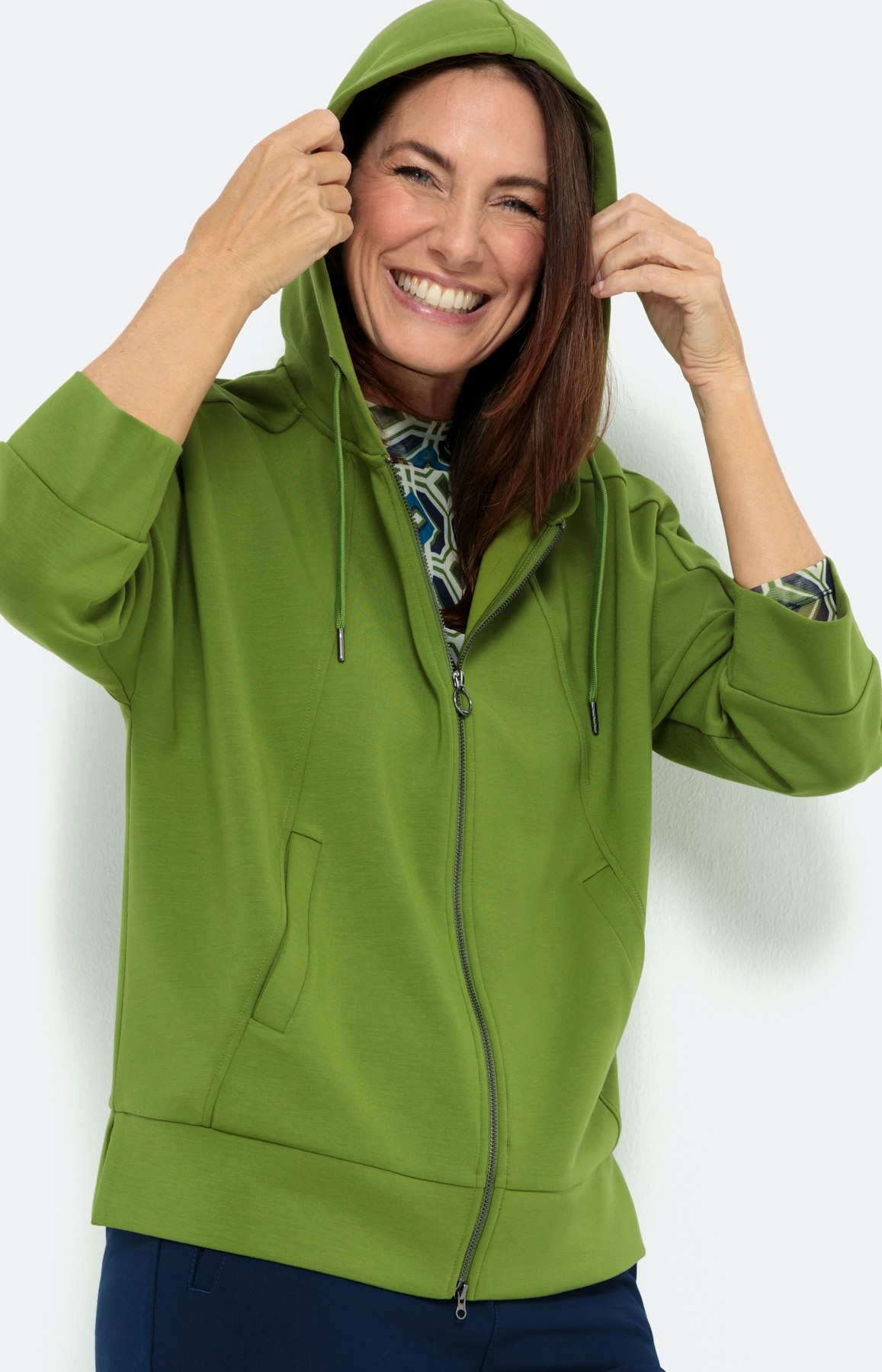 Legere Sweatjacke mit 3/4-Ärmel