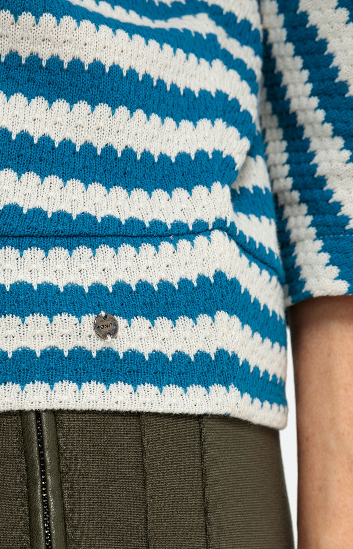 Gestreiftes Sweatshirt mit 3/4-Ärmel