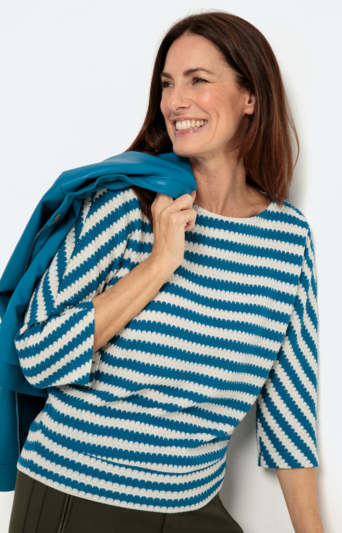 Gestreiftes Sweatshirt mit 3/4-Ärmel