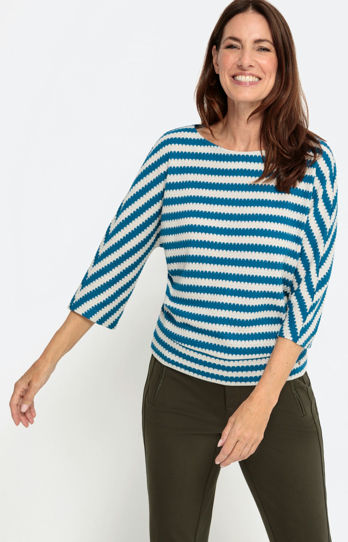 Gestreiftes Sweatshirt mit 3/4-Ärmel