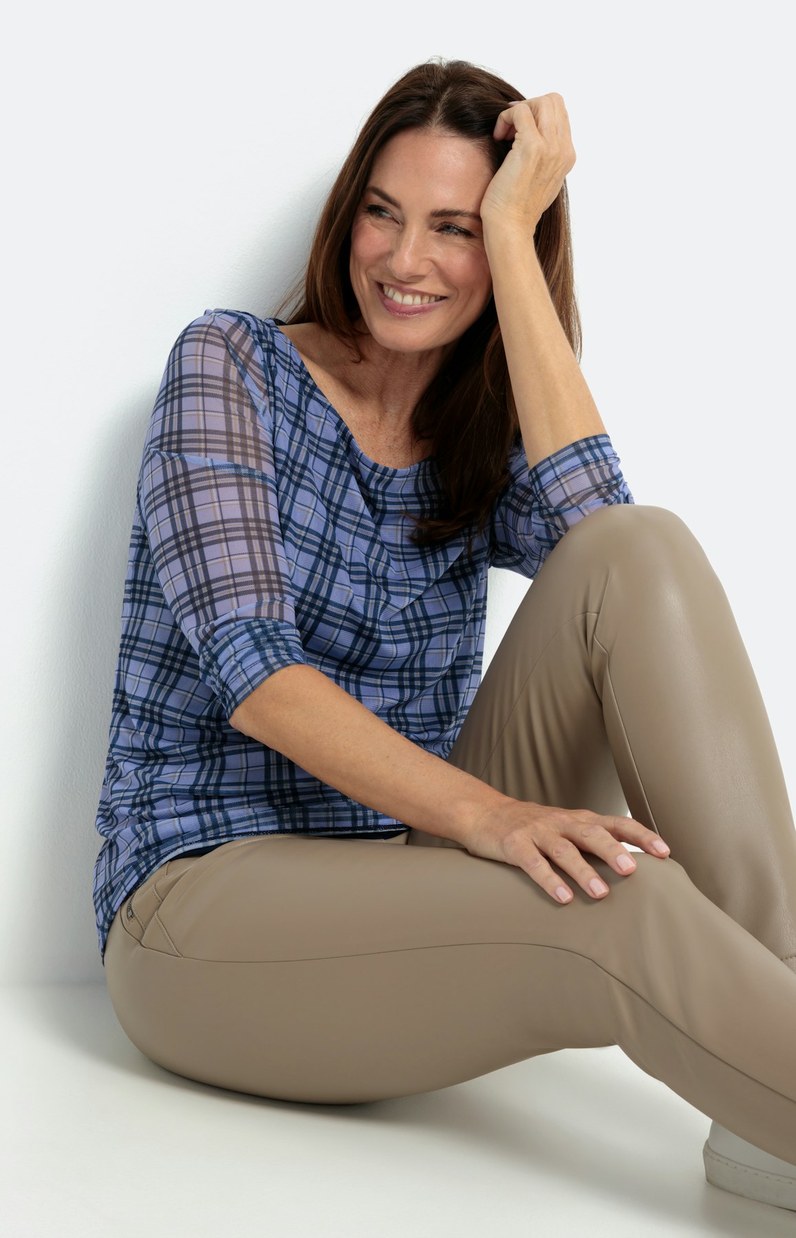 Shirt met lange mouwen van mesh