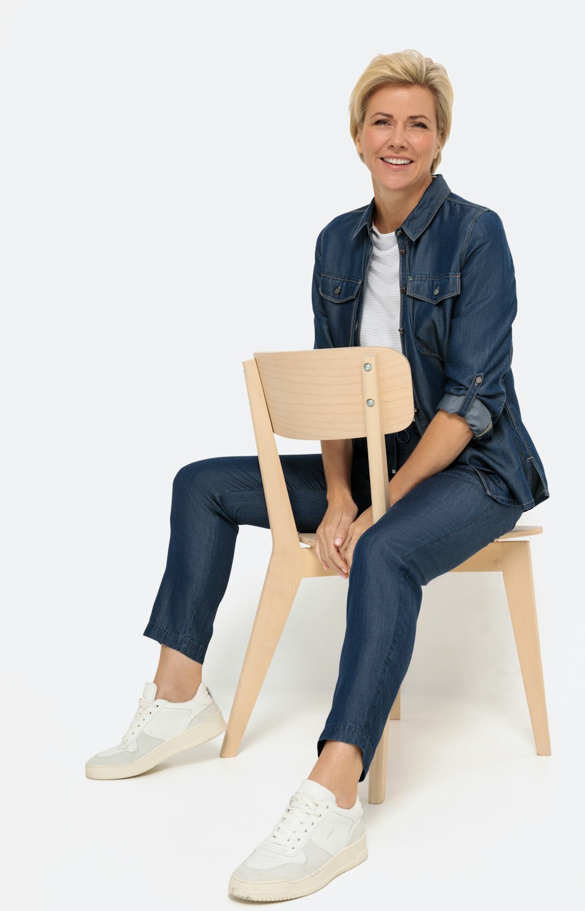 Gestructureerd shirt met 3/4-mouwen