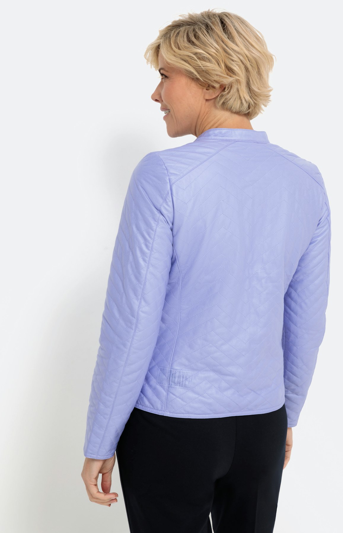 Padded jas in lederen optiek, lavender