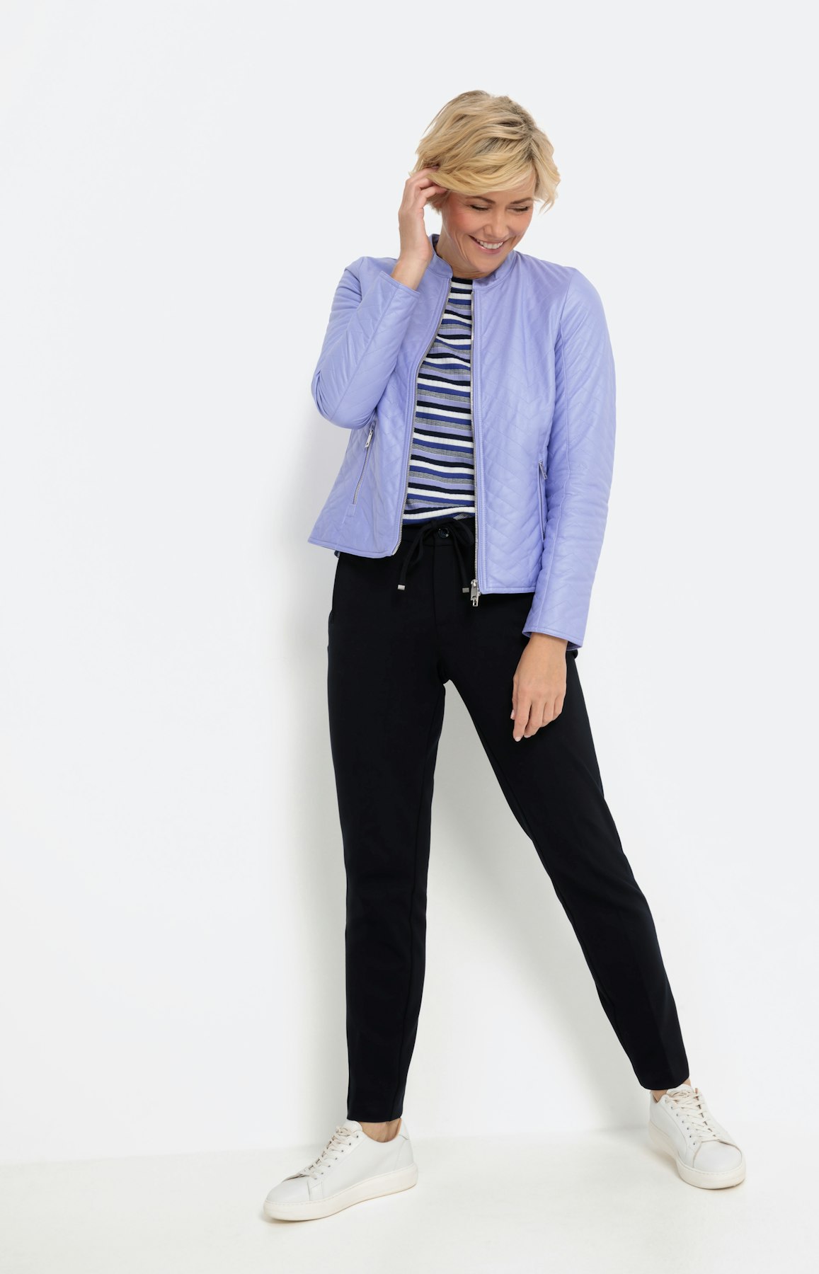 Padded jas in lederen optiek, lavender