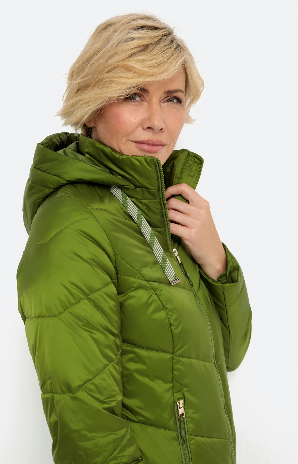 Gewatteerde jas met capuchon, groen