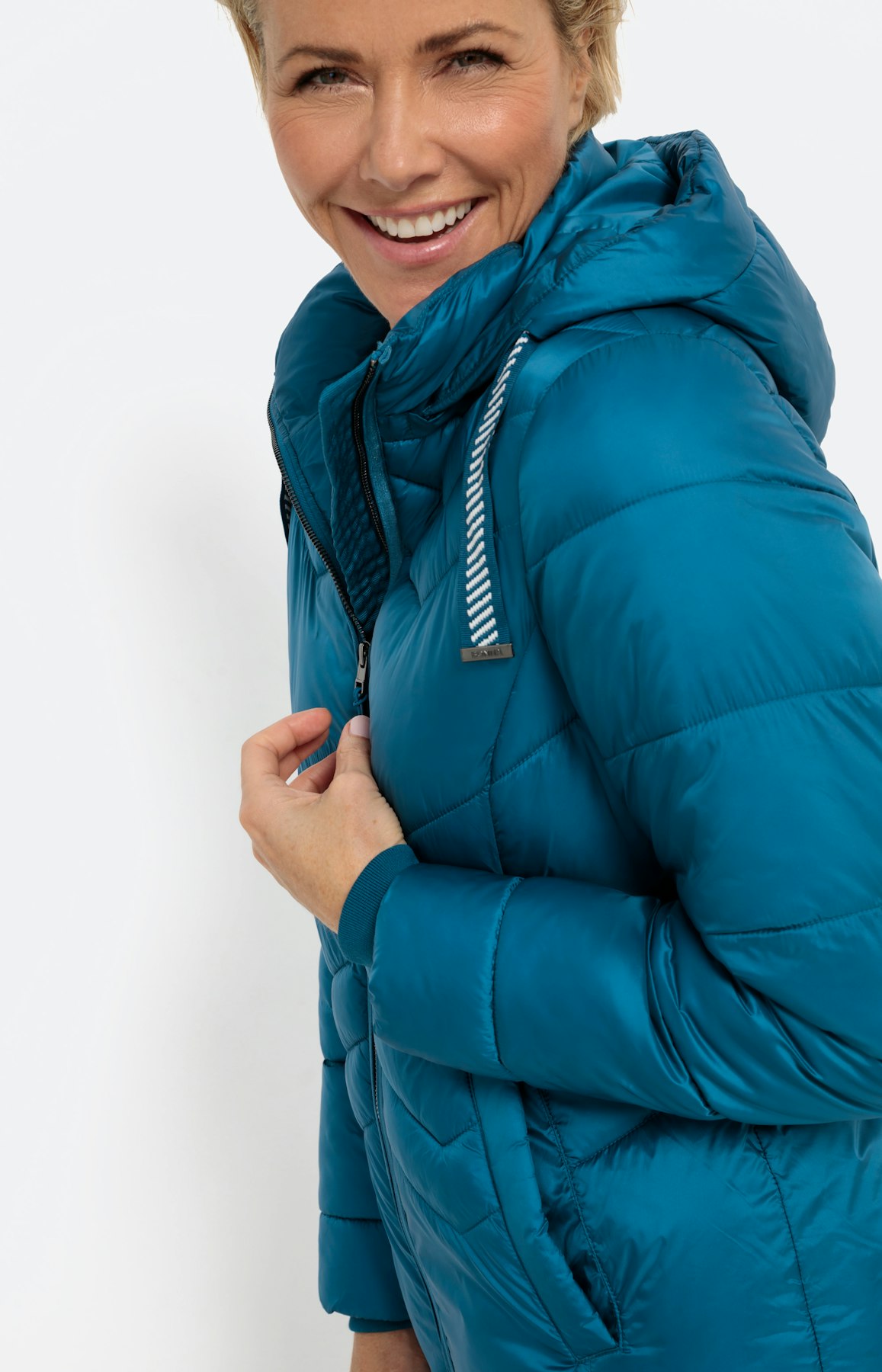 Jas met zigzagstiksel, petrol