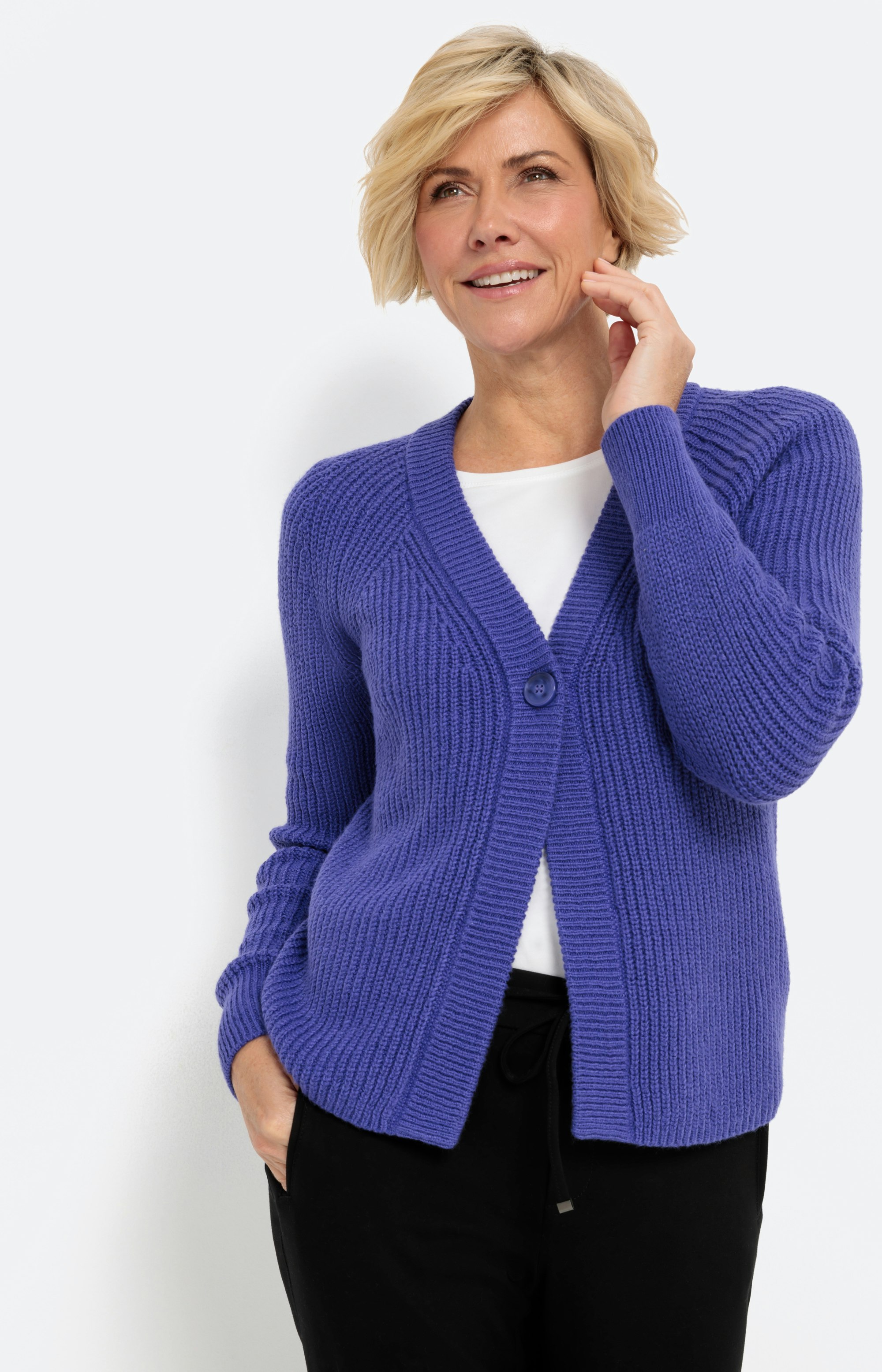 Kurzer Cardigan Cardigan Knopf Offen Langärmlige Strickjacke Mit