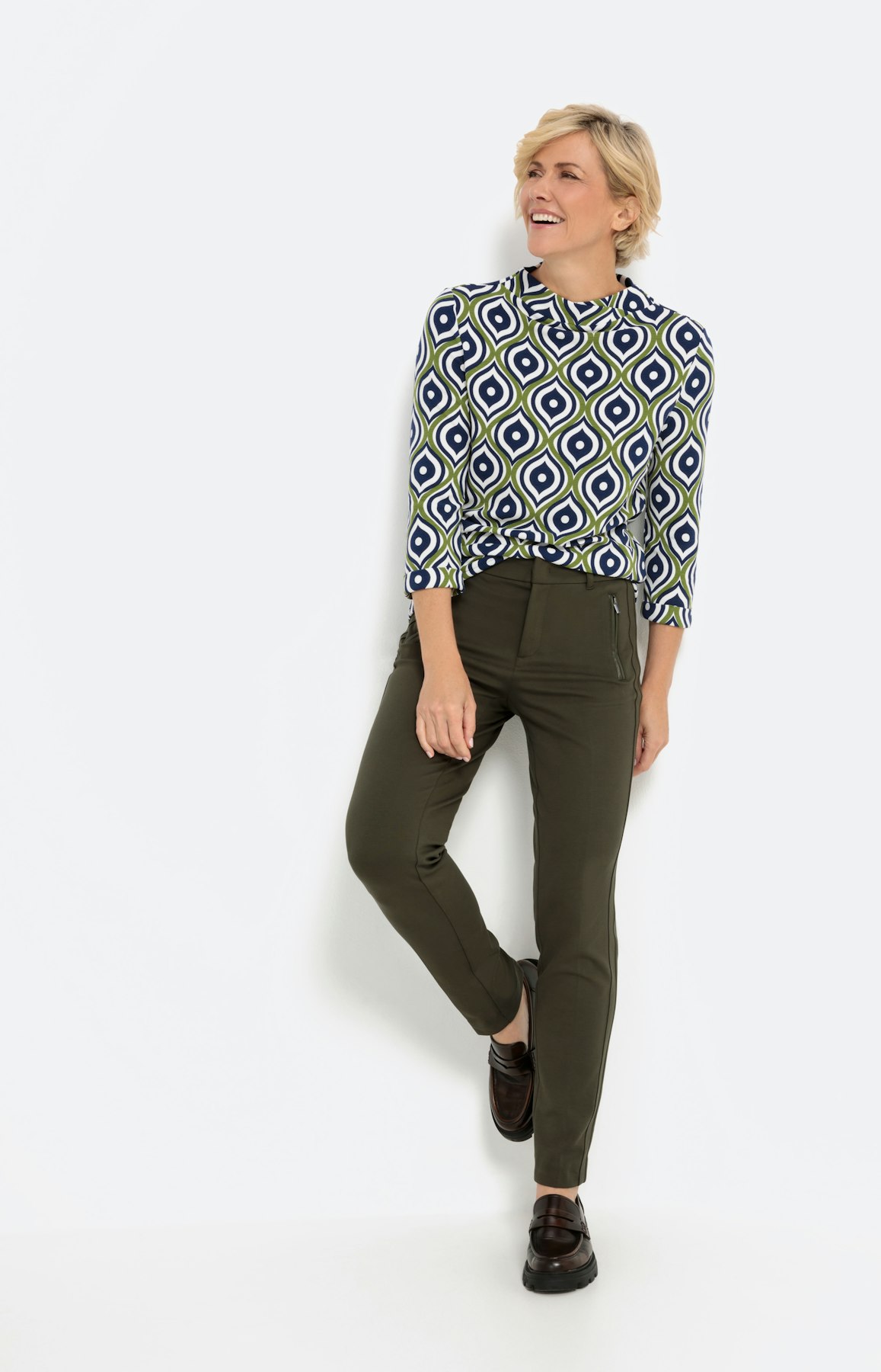 Geribbeld sweatshirt met 3/4-mouwen