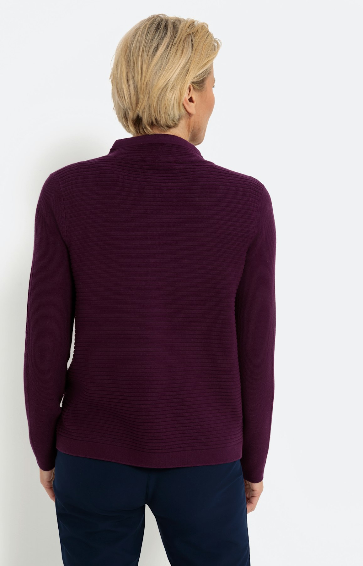 Langarm-Strickjacke mit Stehkragen