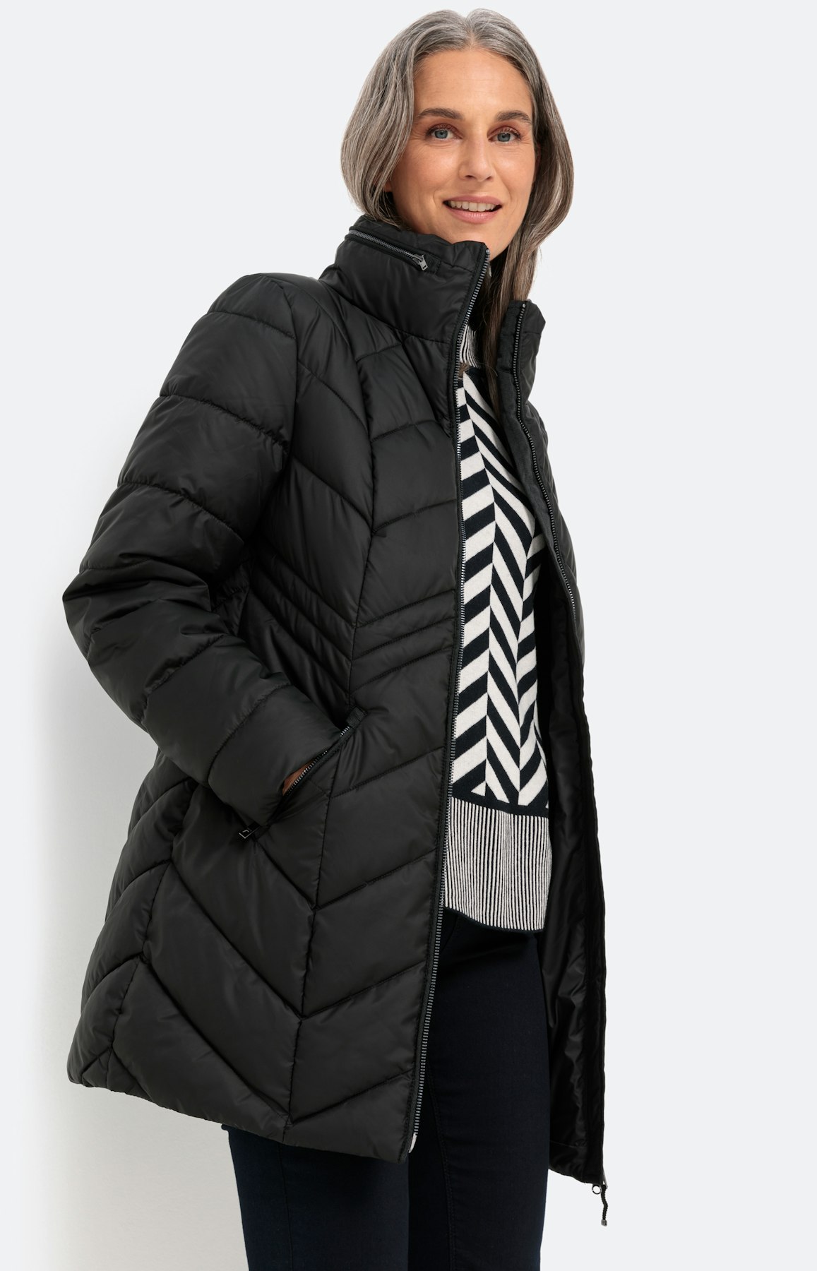 Gewatteerde jas met verborgen capuchon