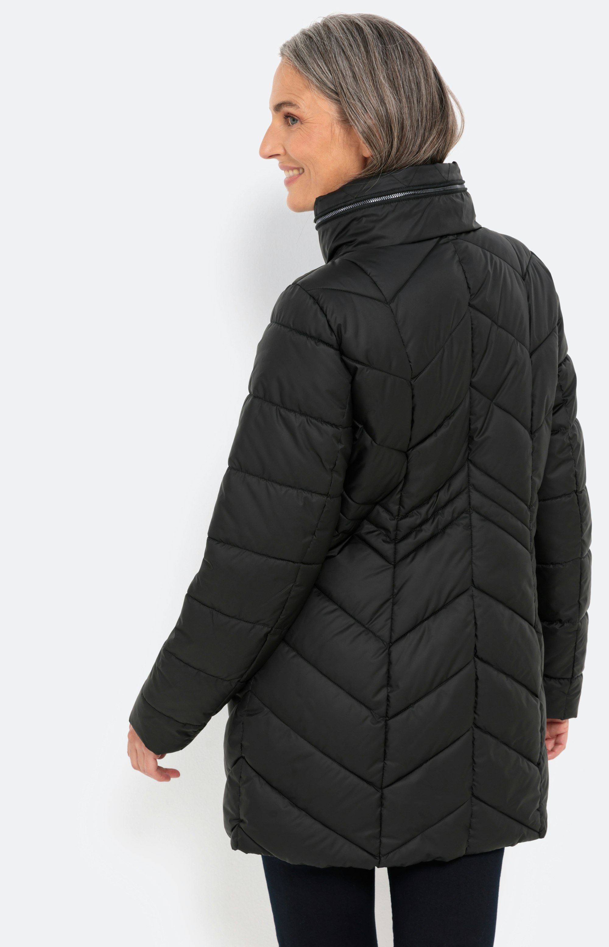 Jacke mit versteckter Kapuze und Zickzack-Steppung – Bonita