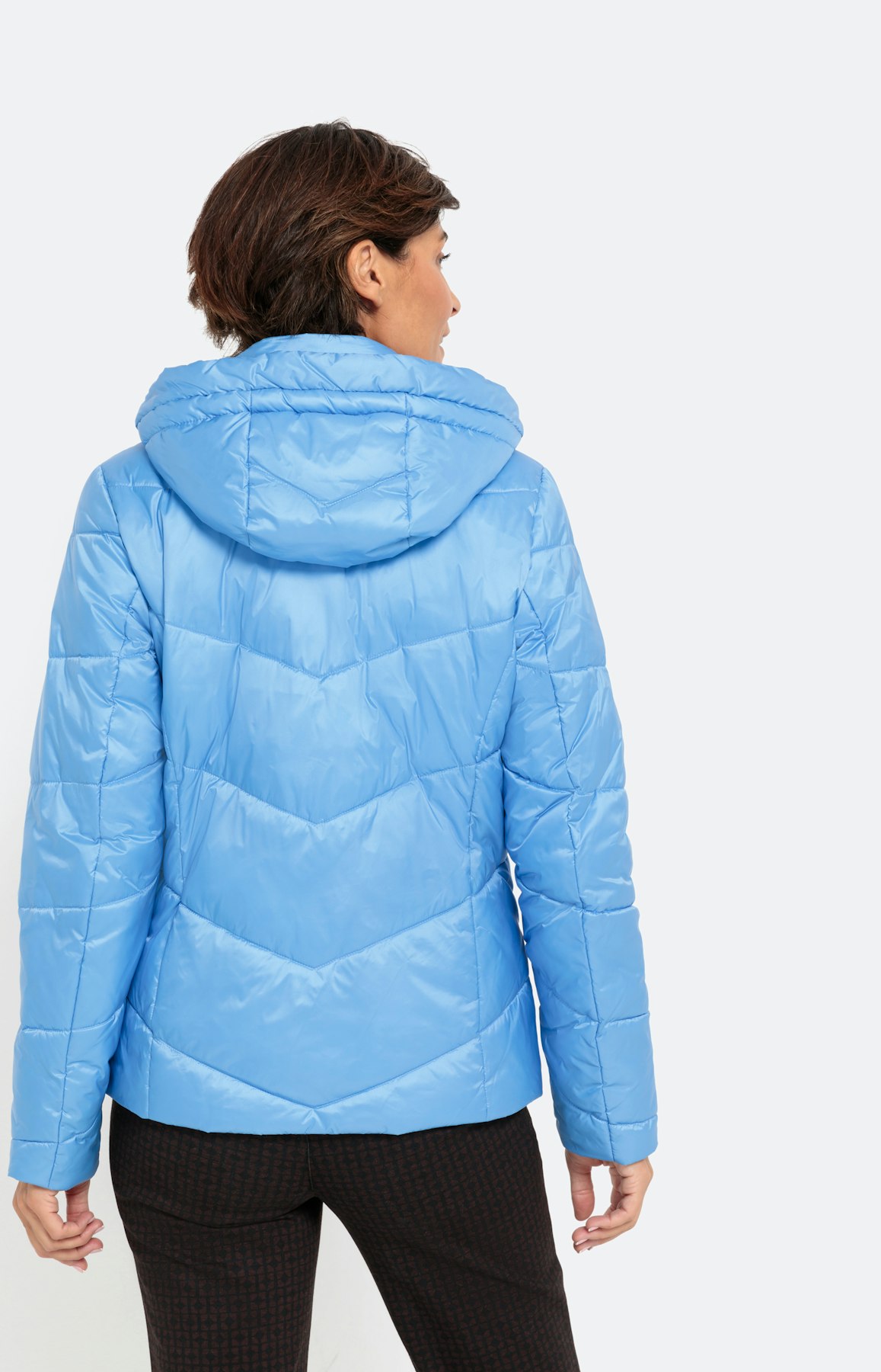 Gewatteerde jas met capuchon, bleu