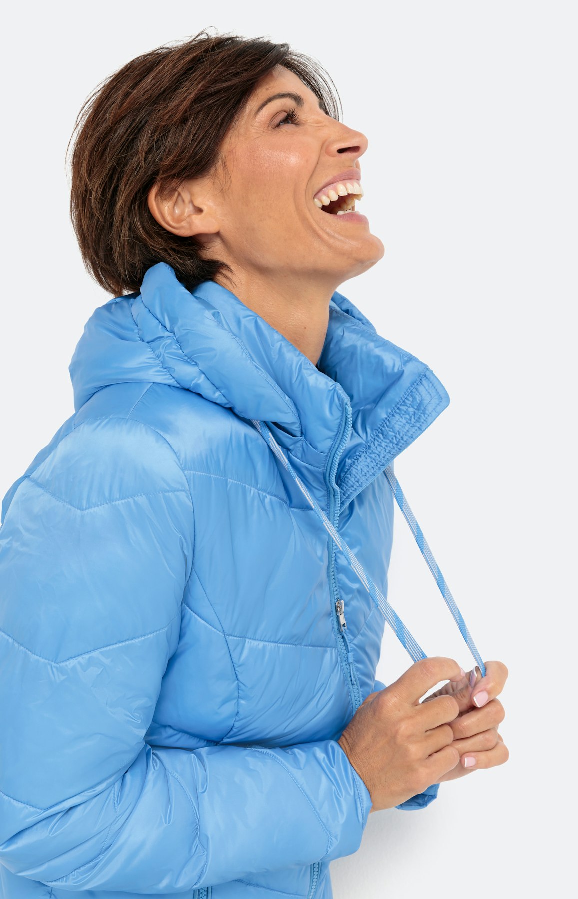 Gewatteerde jas met capuchon, bleu