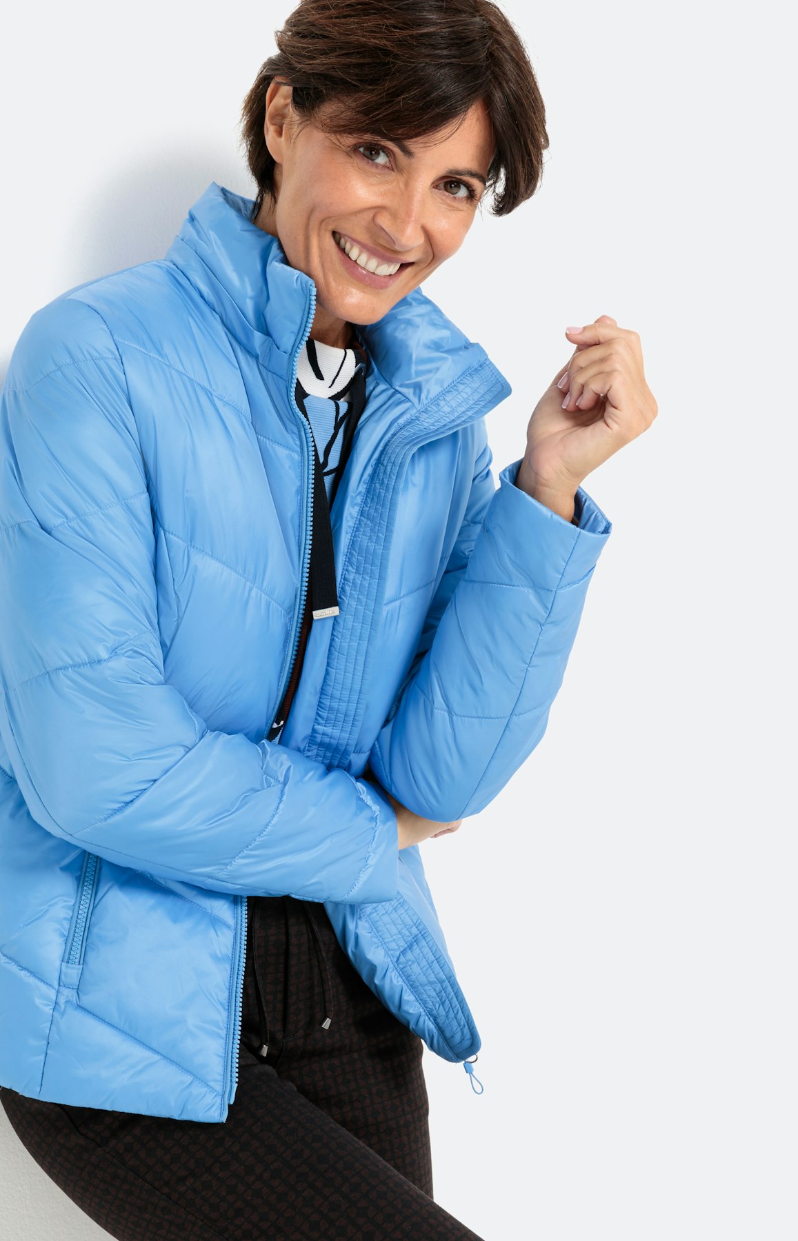 Gewatteerde jas met capuchon, bleu