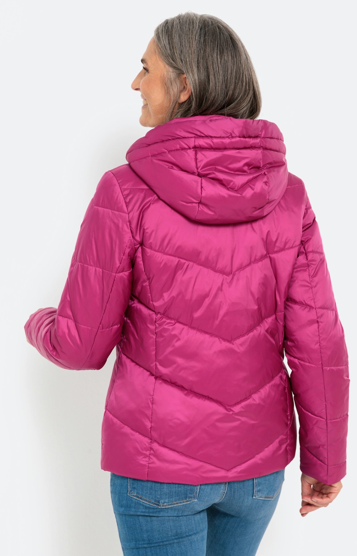 Gewatteerde jas met capuchon, pink