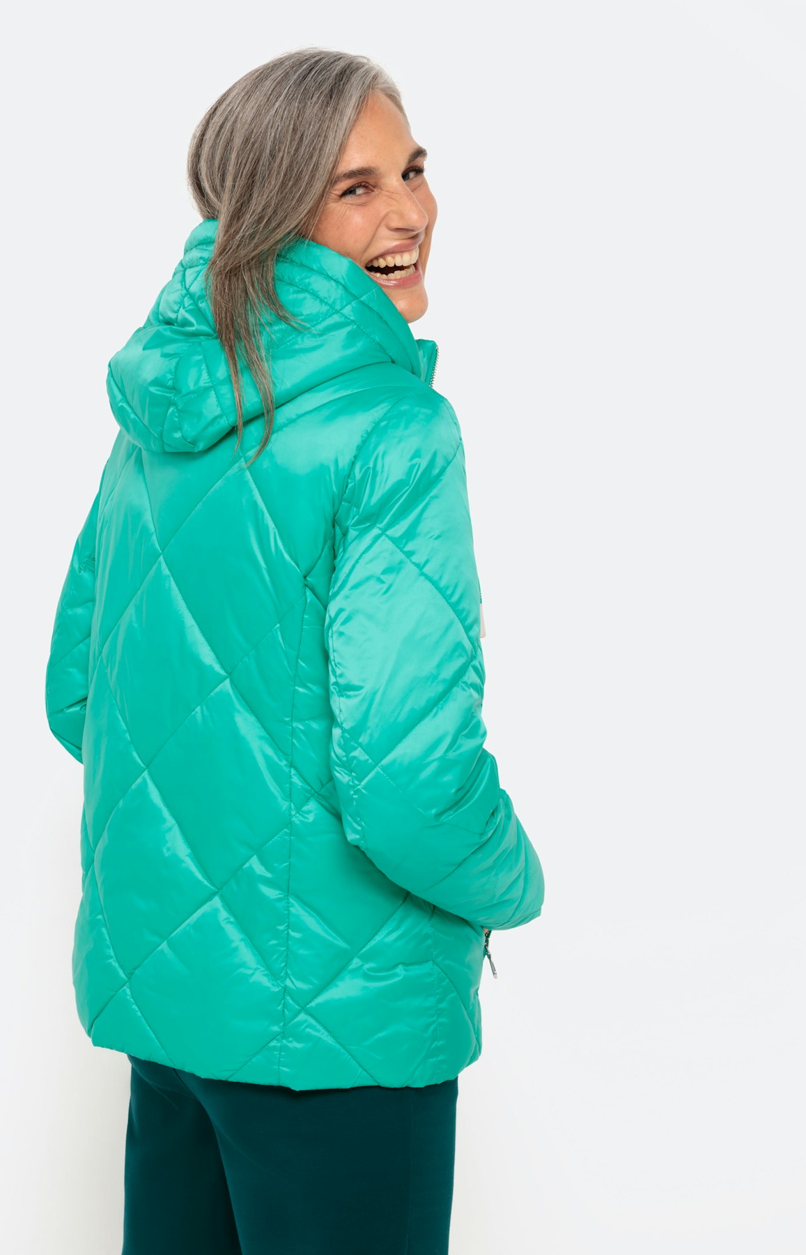 Steppjacke mit abtrennbarer Kapuze, grün