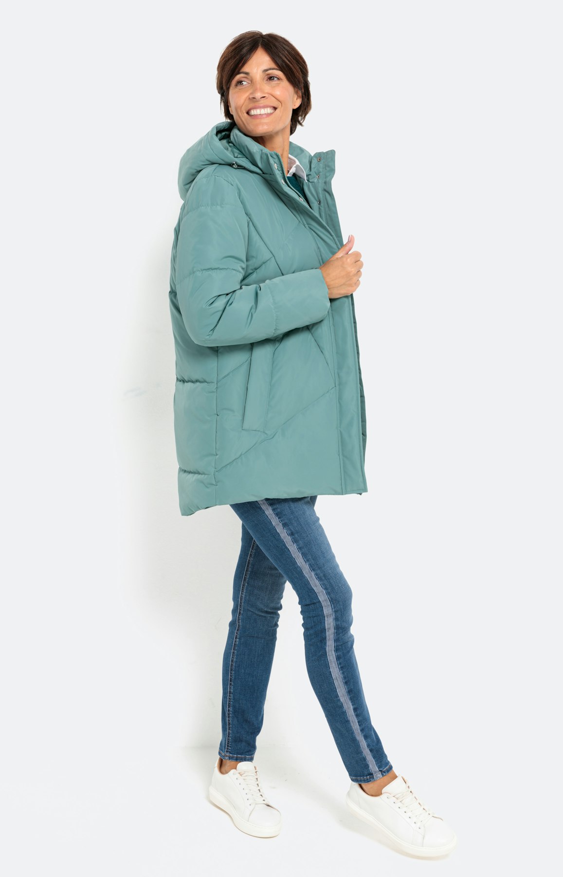 Gewatteerde jas met afneembare capuchon