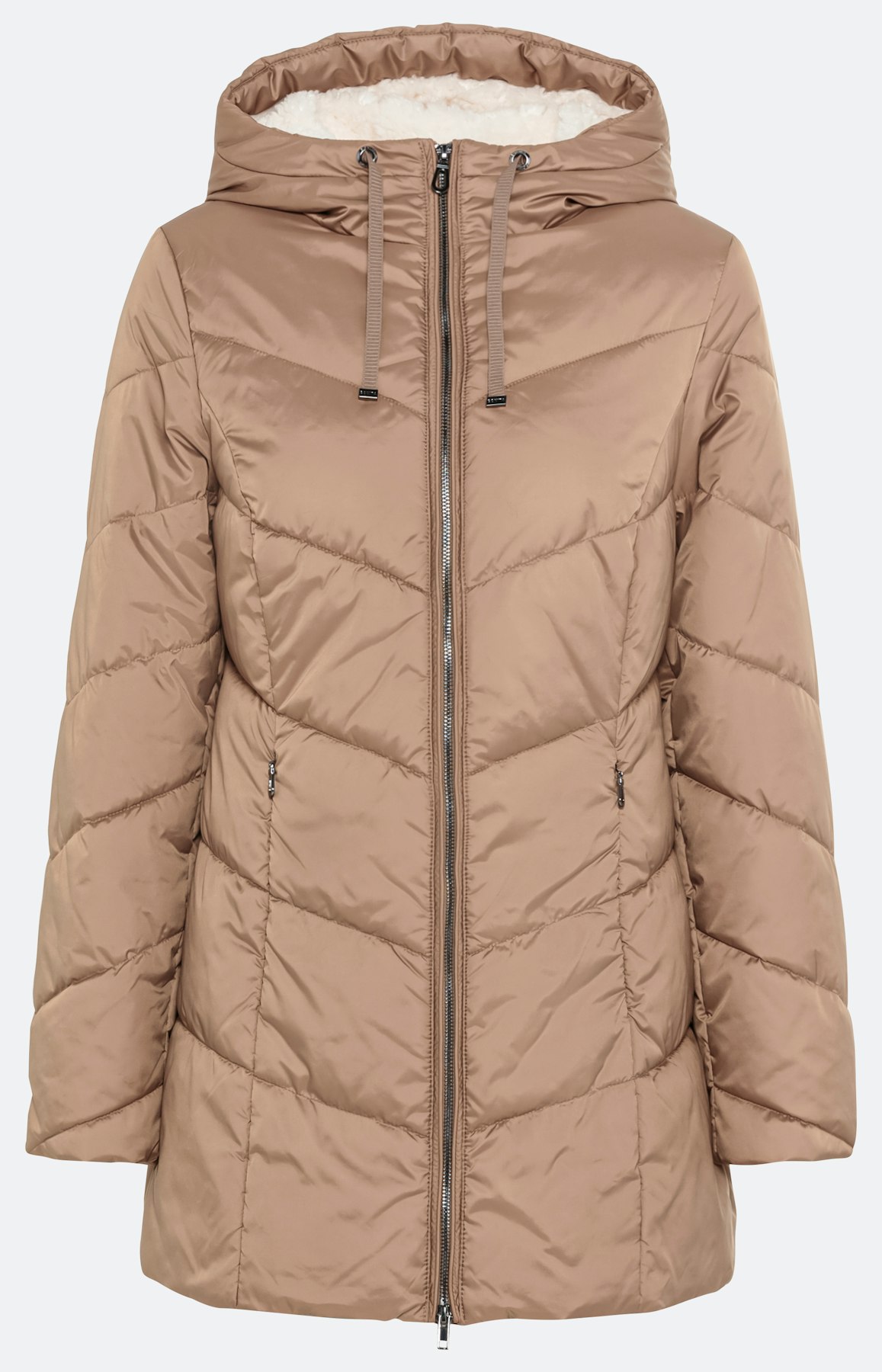 Hüftlange Steppjacke mit Kapuze