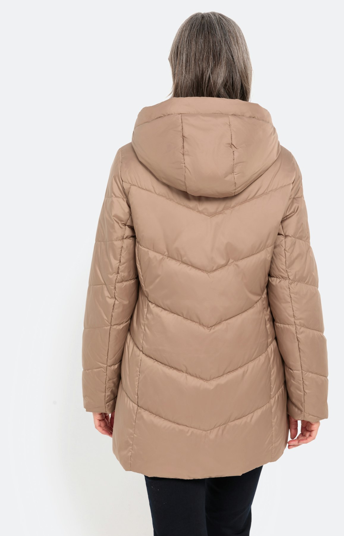 Hüftlange Steppjacke mit Kapuze