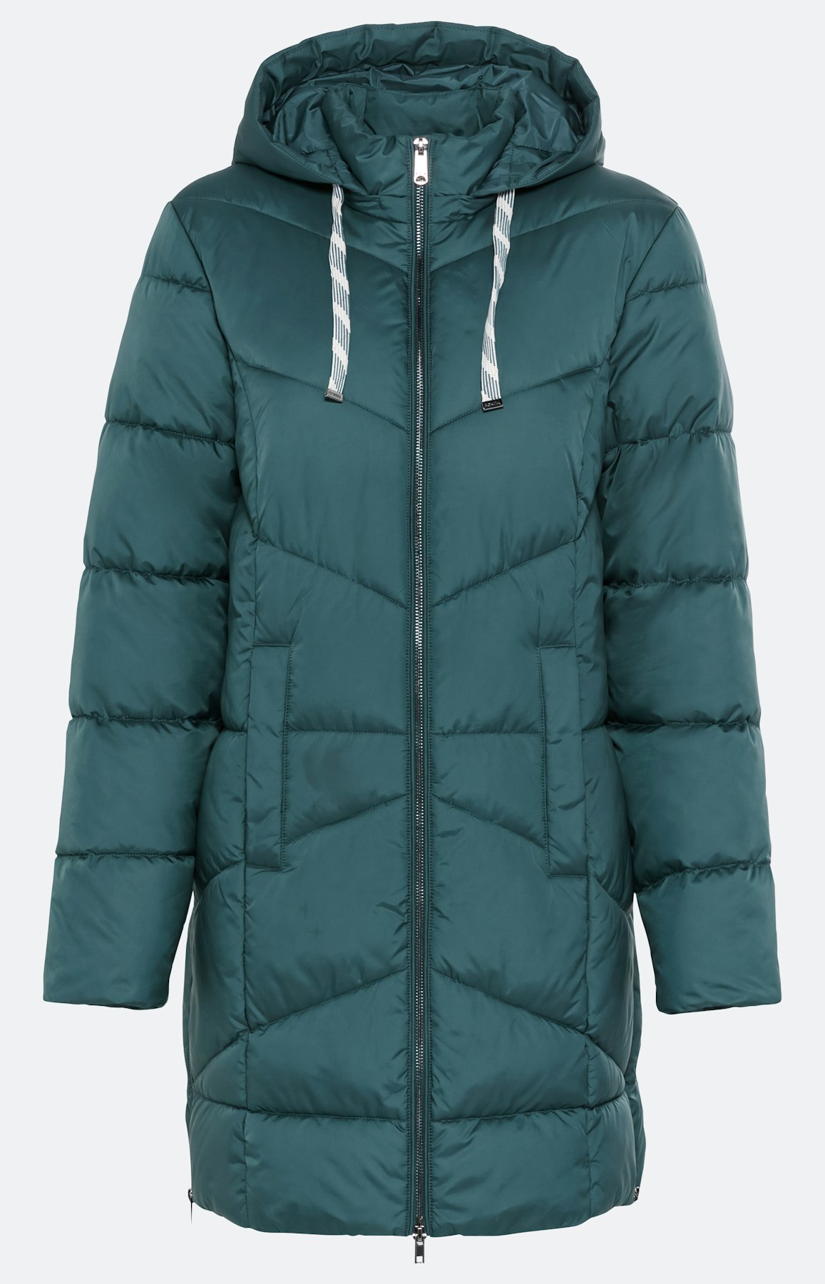 Doorgestikte mantel met ritsen opzij