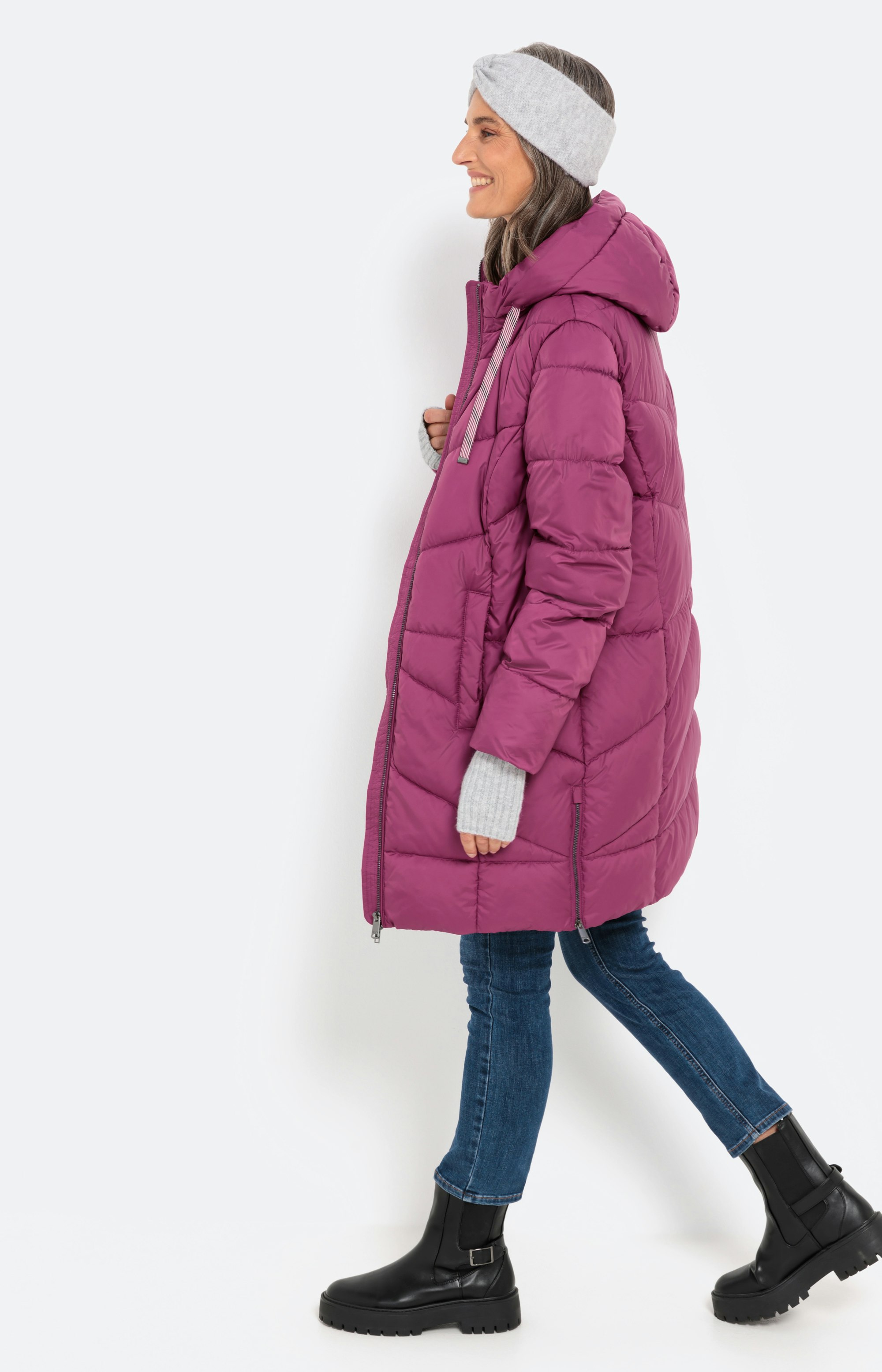 Wattierter Mantel mit Steppung und Zippern an der Seite – Bonita