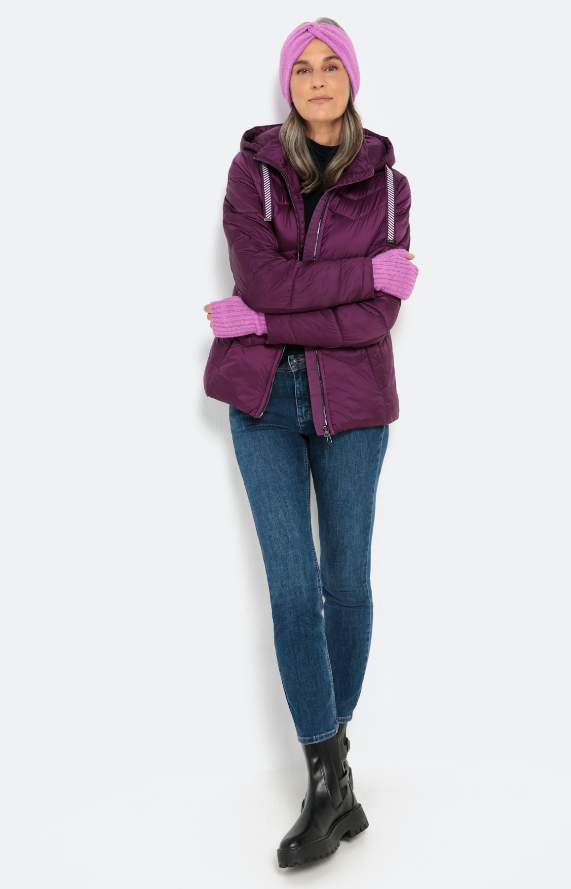 Jacke mit Zickzack-Steppung, pflaume