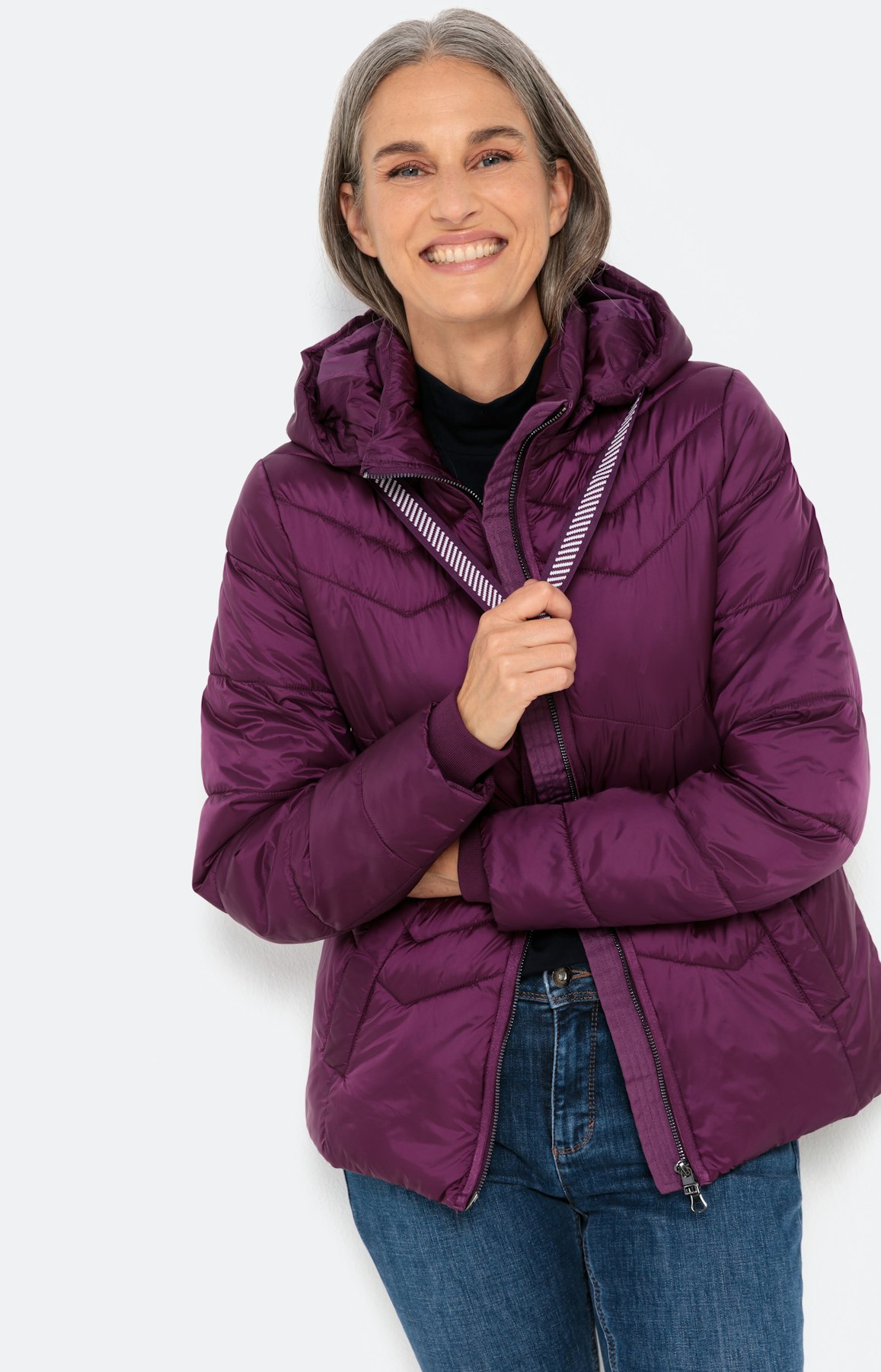 Jacke mit Zickzack-Steppung, pflaume