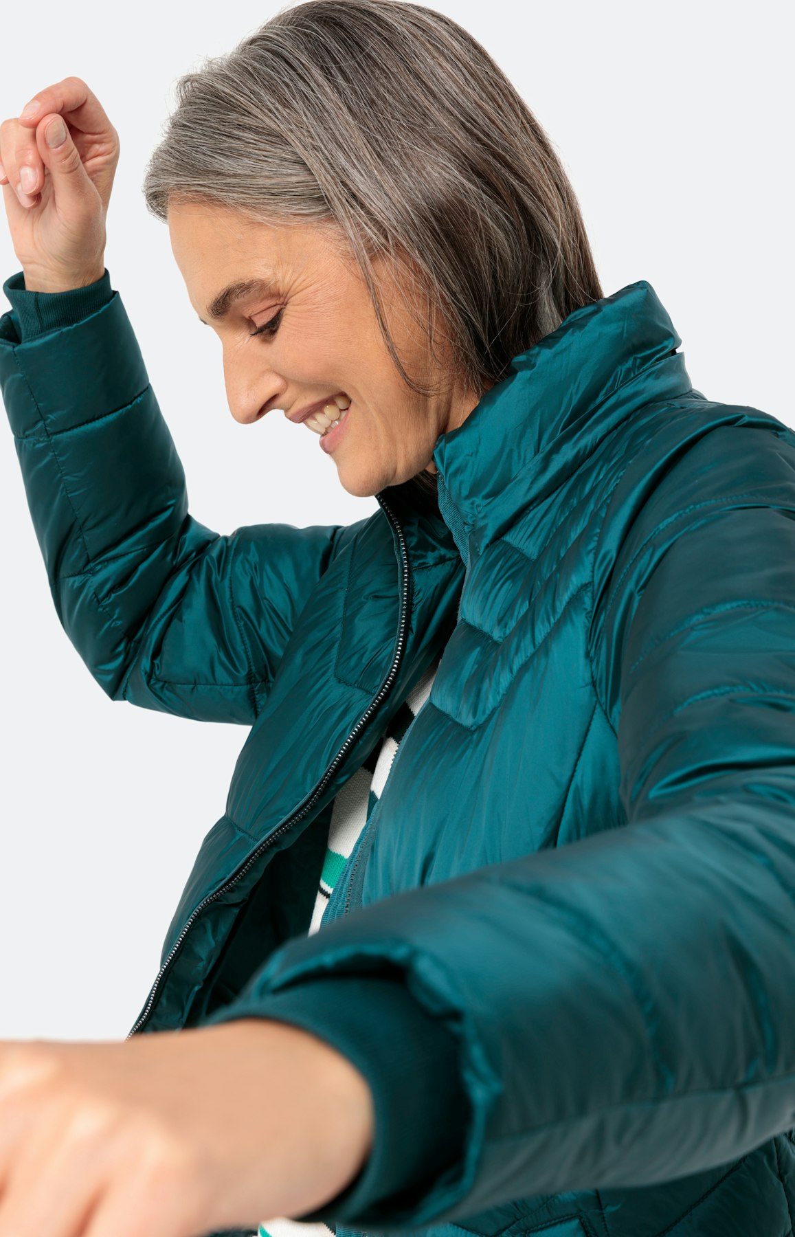 Jas met zigzagstiksel, petrol