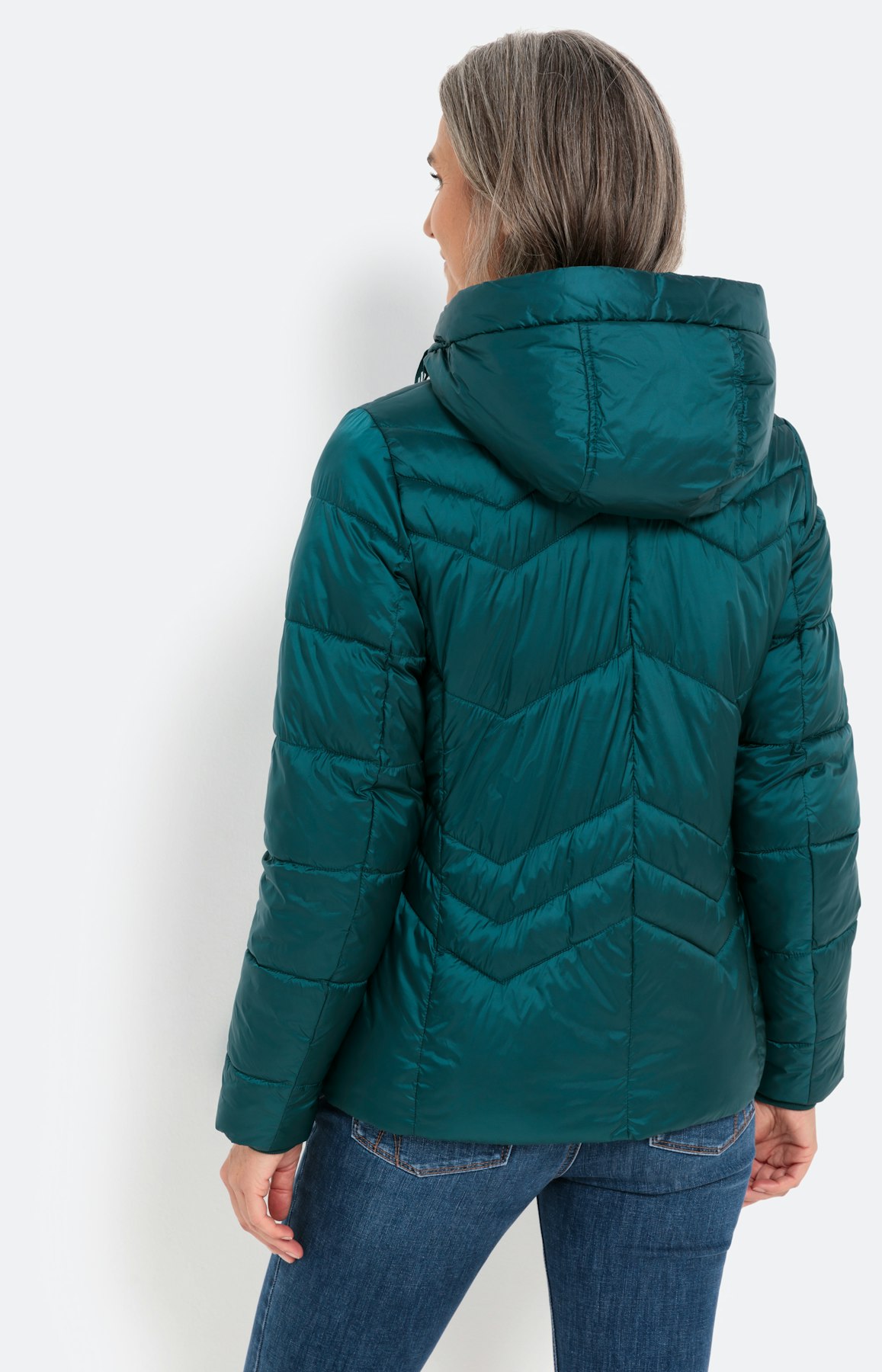 Jas met zigzagstiksel, petrol