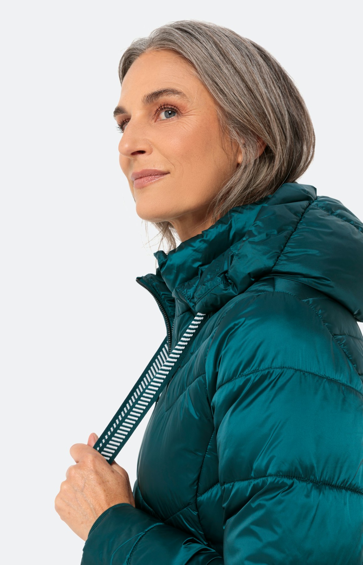 Jas met zigzagstiksel, petrol