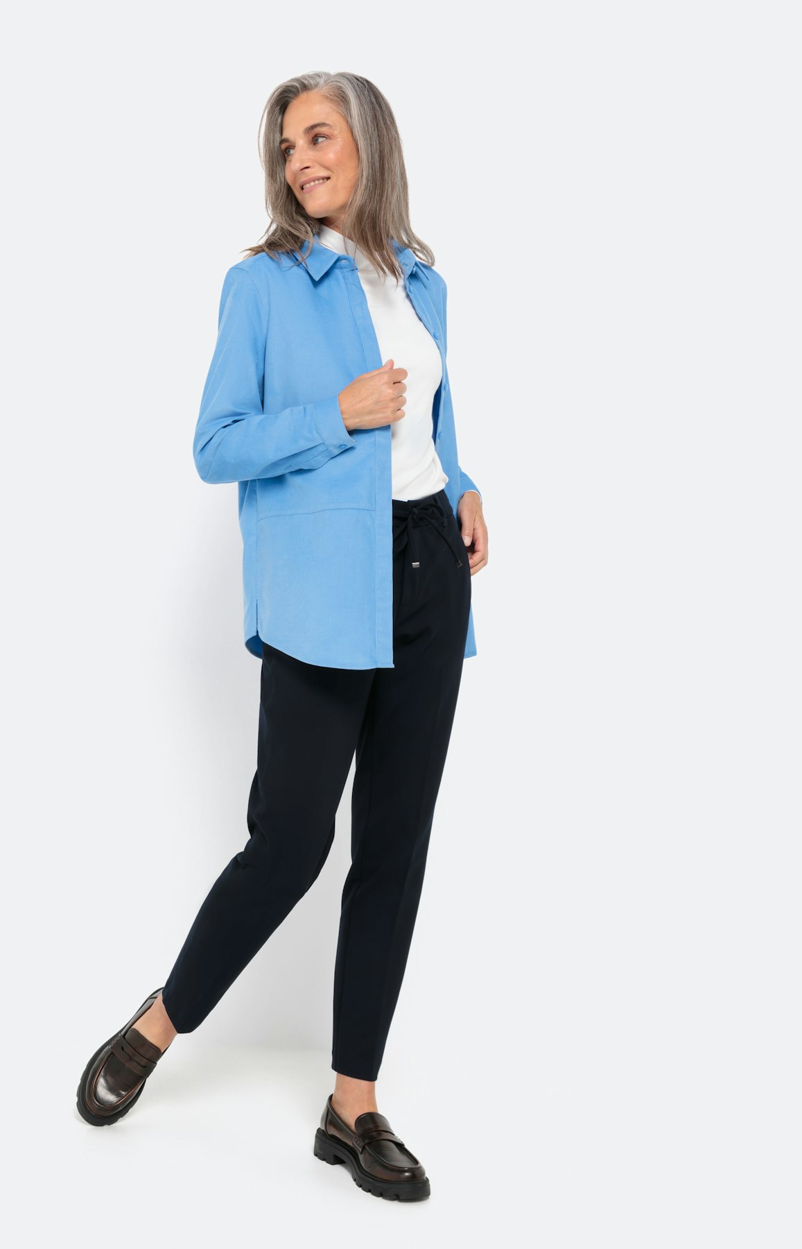Overhemd blouse van babycord, bleu
