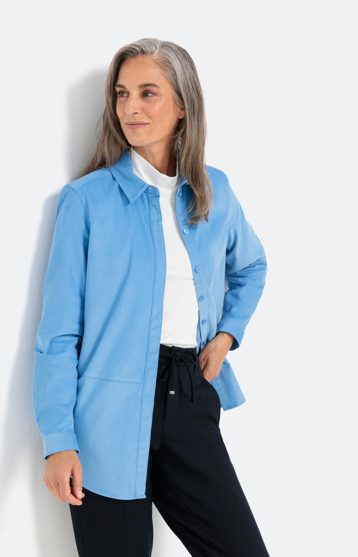 Overhemd blouse van babycord, bleu