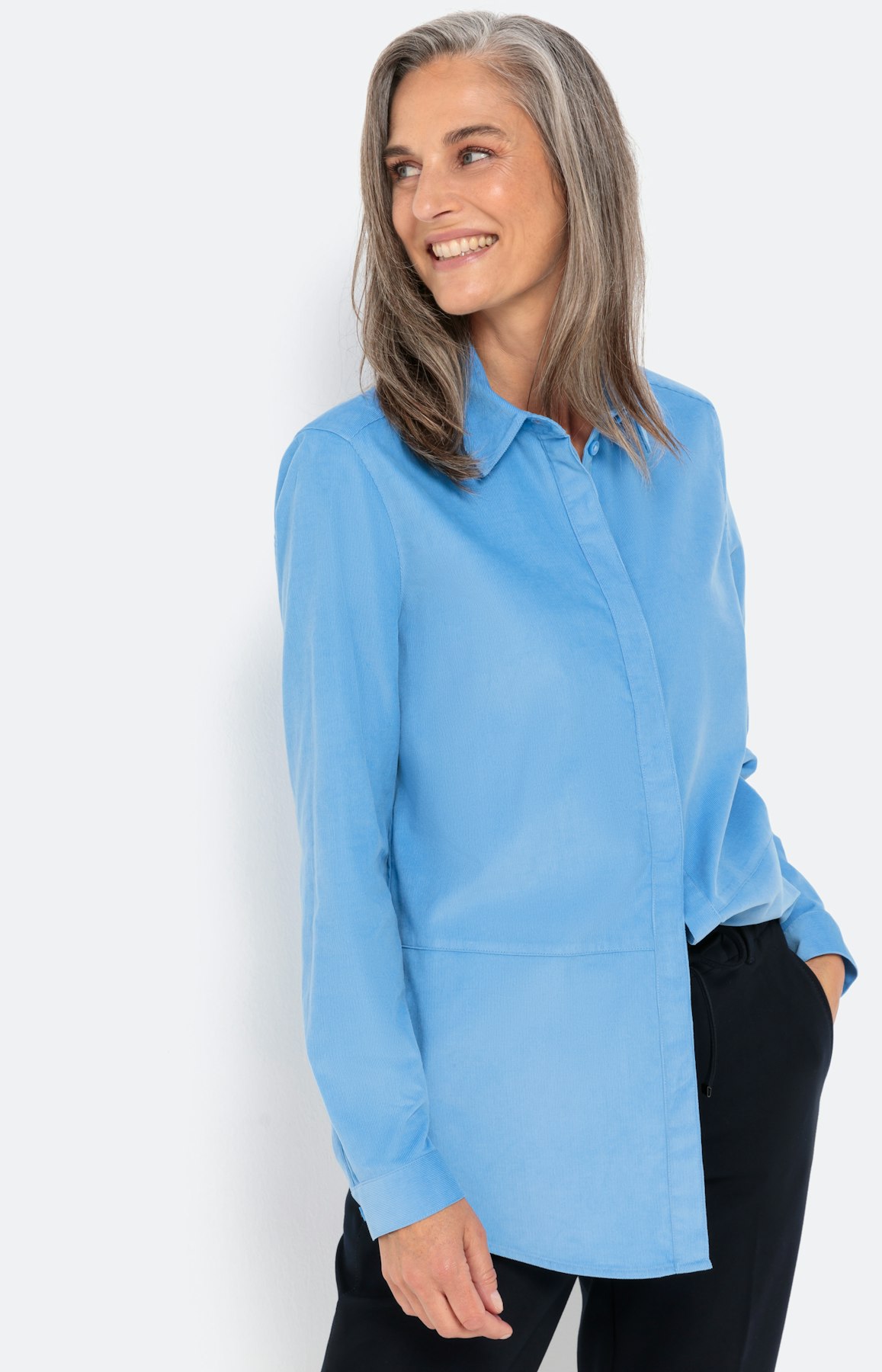 Overhemd blouse van babycord, bleu