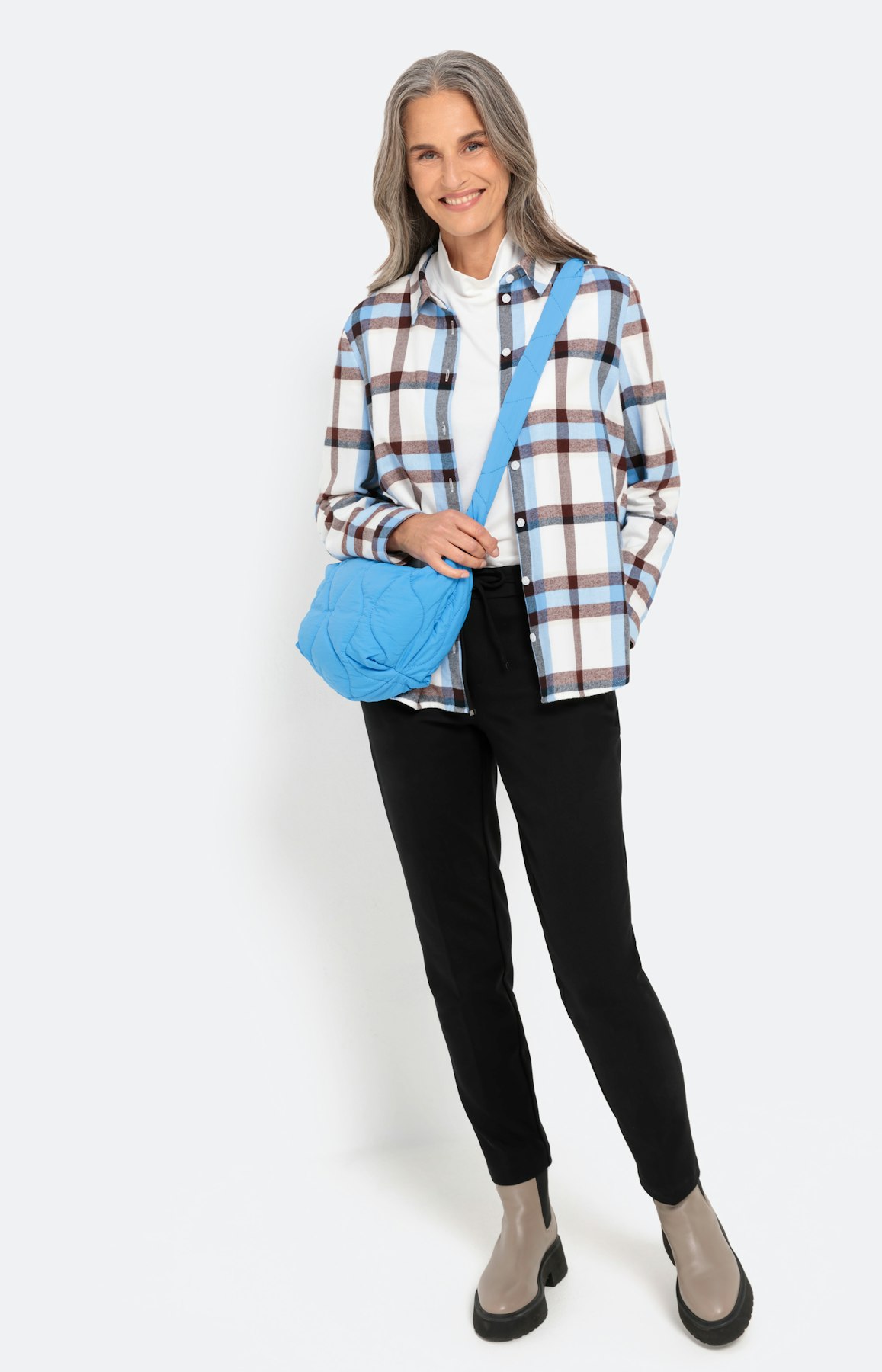 Geruite overhemdblouse van katoen