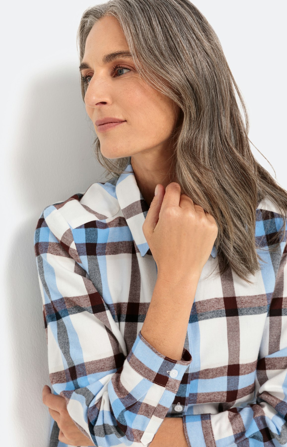 Geruite overhemdblouse van katoen