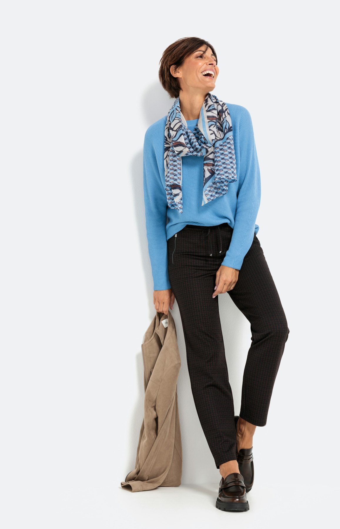 Jogger in een elastische materialenmix