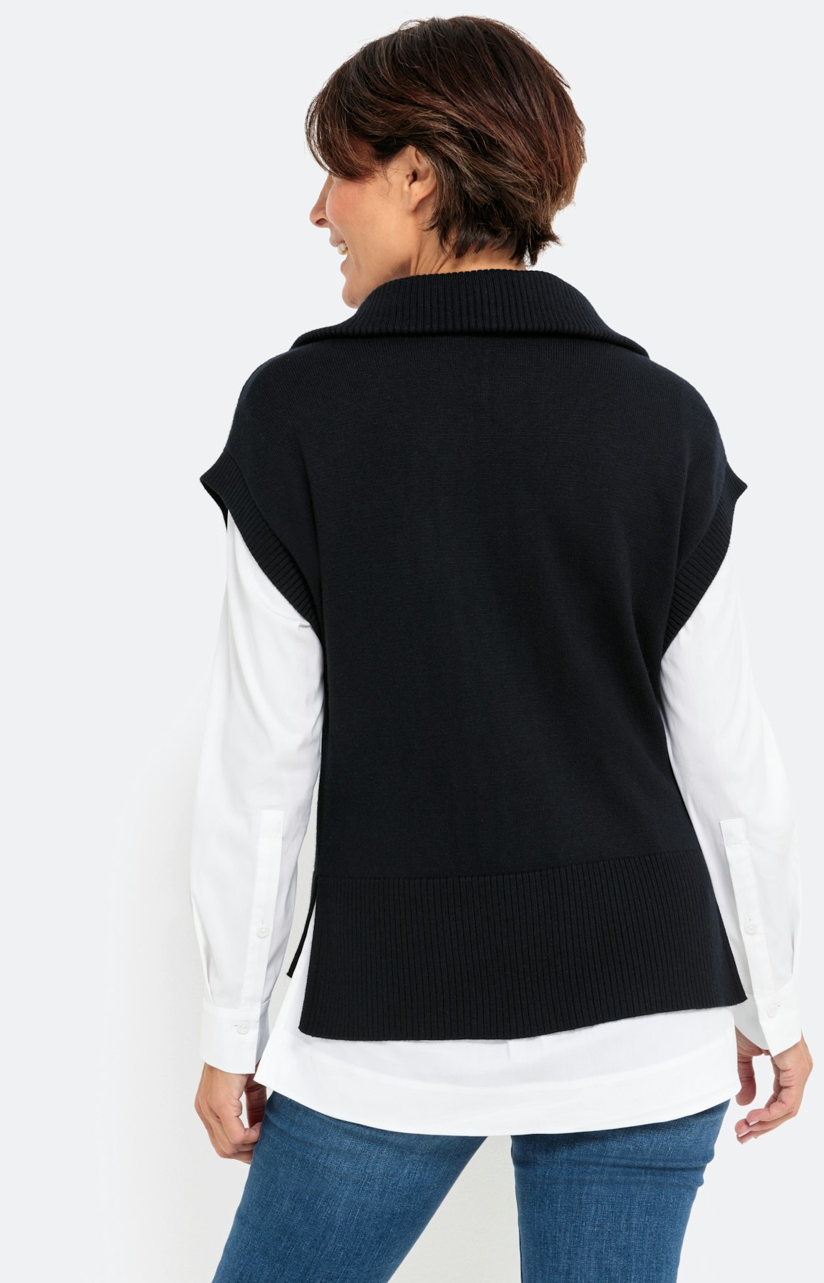 Pullunder mit Umlegekragen und Zipper