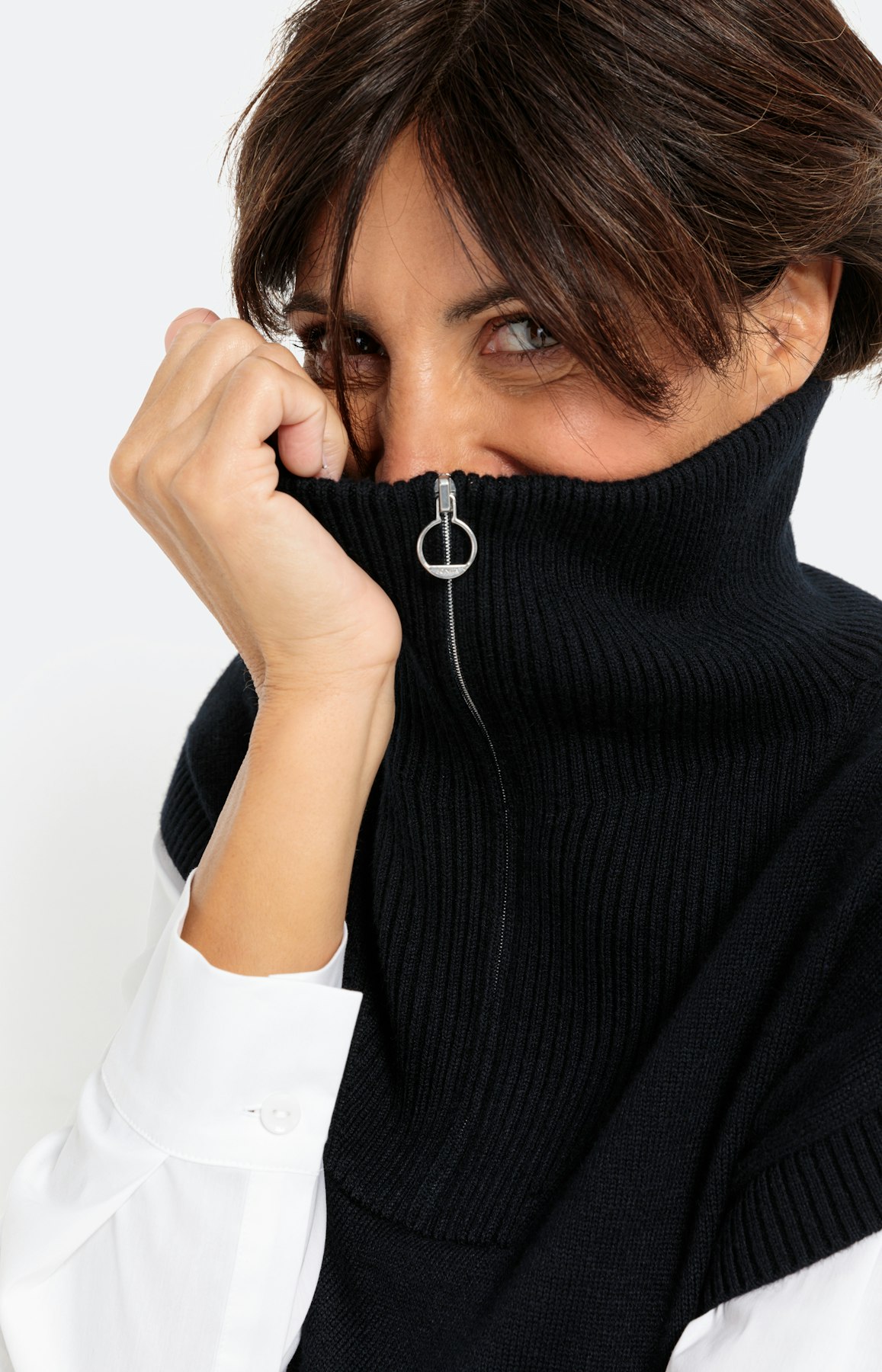 Pullunder mit Umlegekragen und Zipper