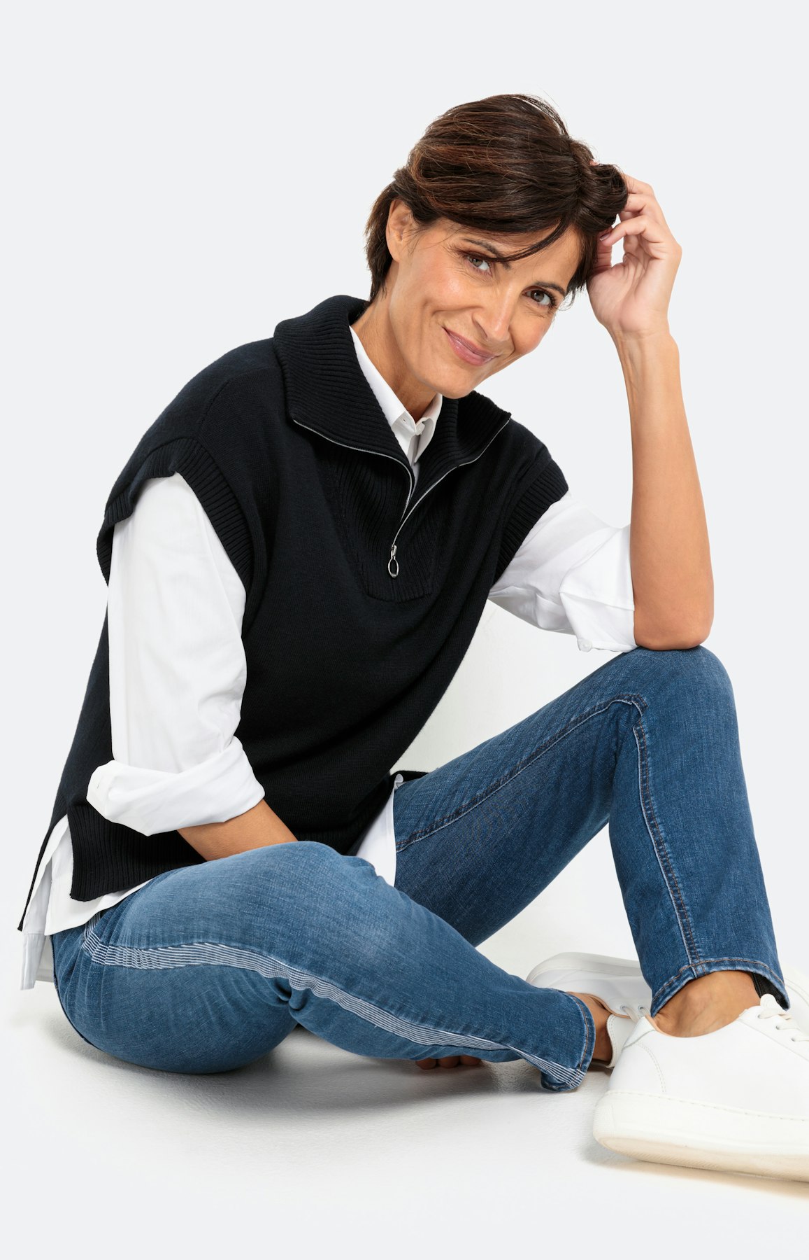 Pullunder mit Umlegekragen und Zipper