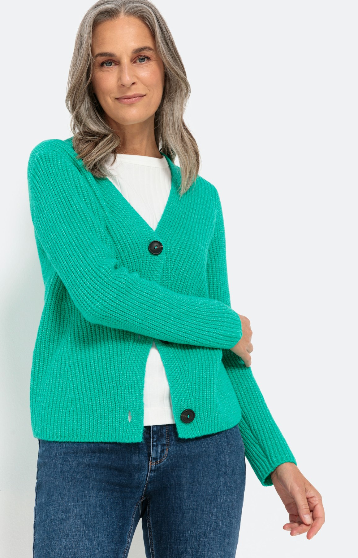 Langarm Cardigan mit Knopfleiste
