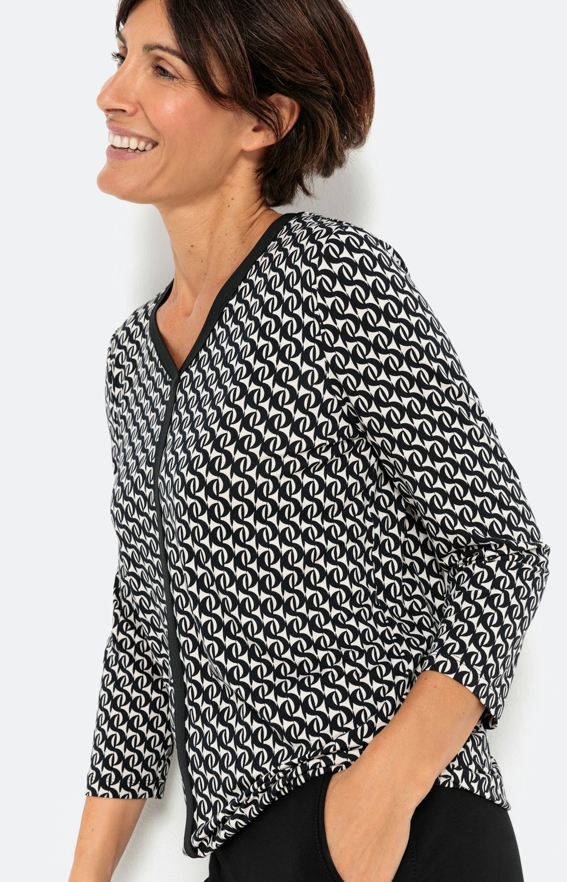 Shirt met 3/4-mouwen en stretchzoom