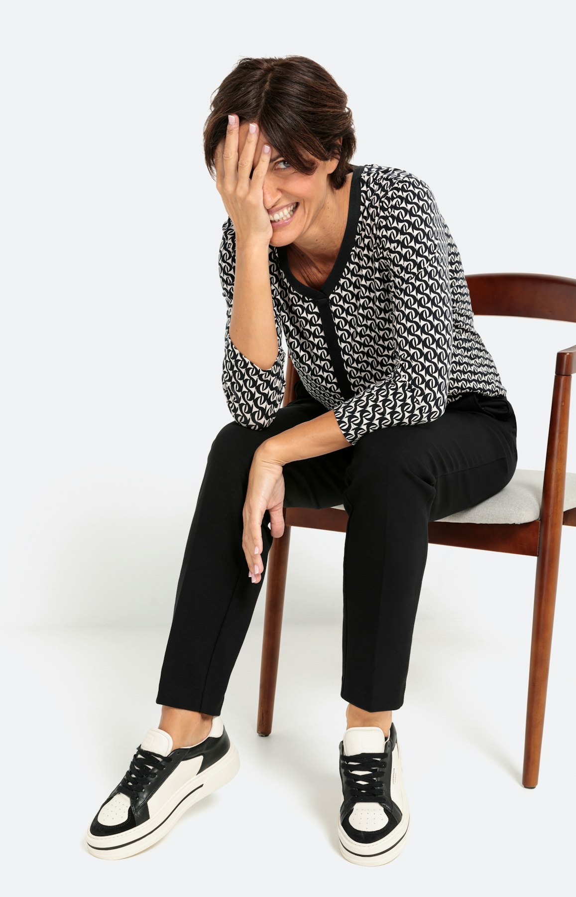 Shirt met 3/4-mouwen en stretchzoom