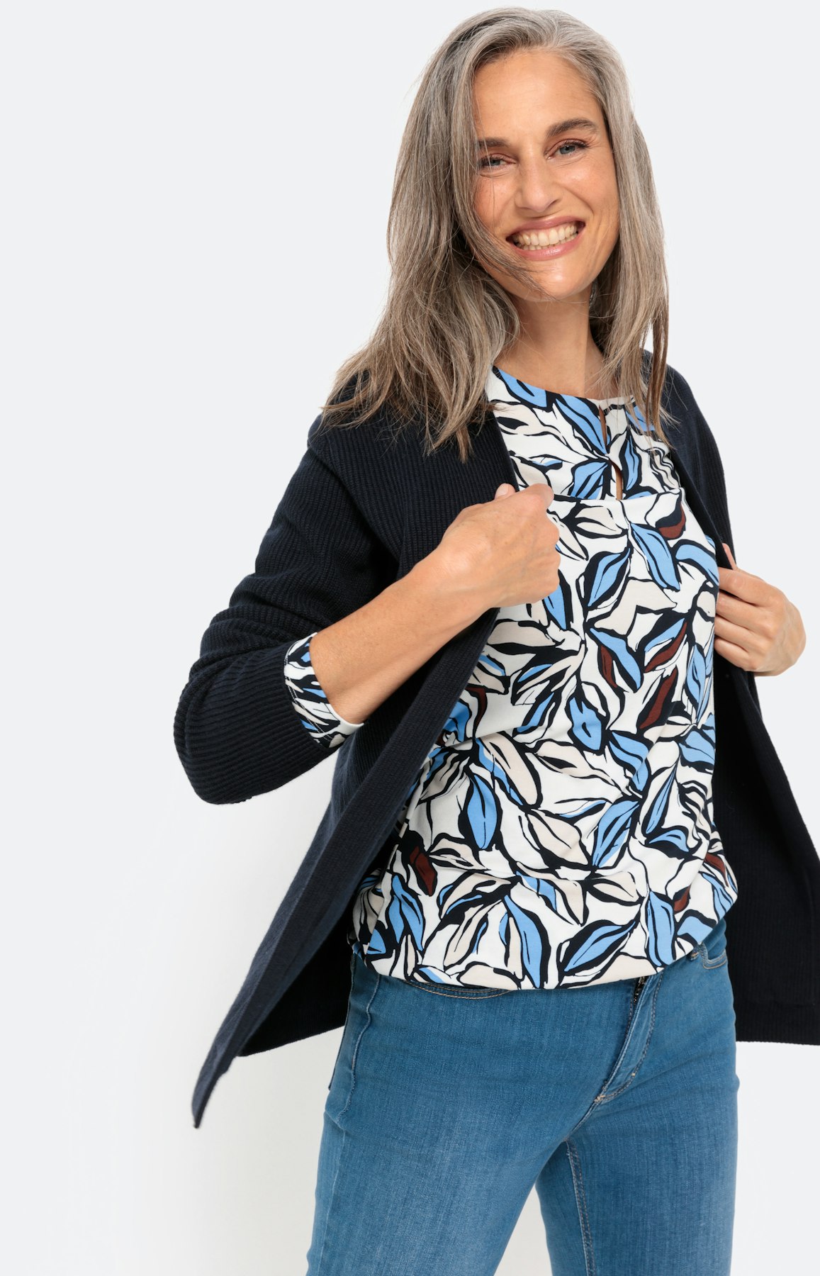 Shirt met lange mouw van stretch-jersey